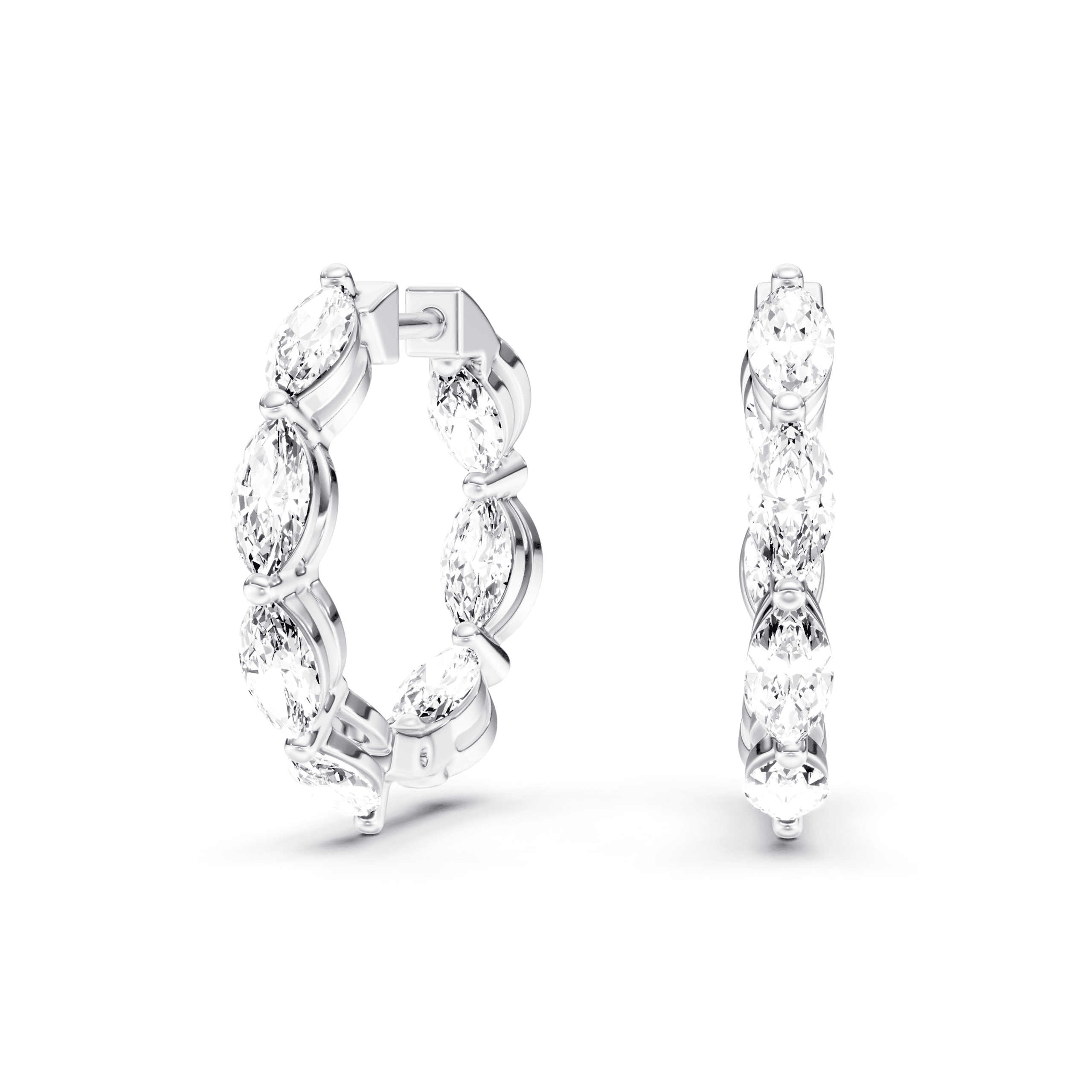Full Setting Hoops Marquise — White Gold