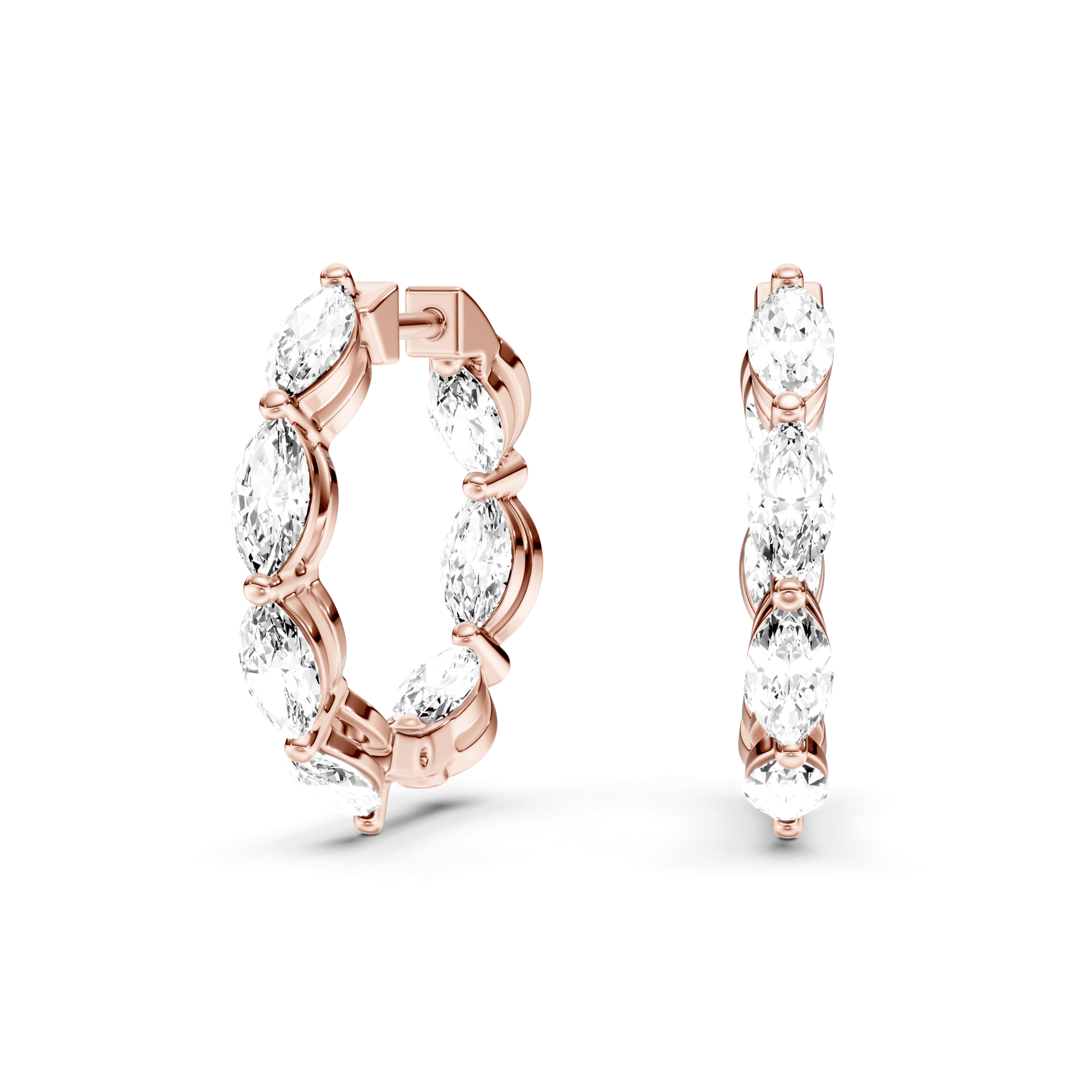 Full Setting Hoops Marquise — Rose Gold