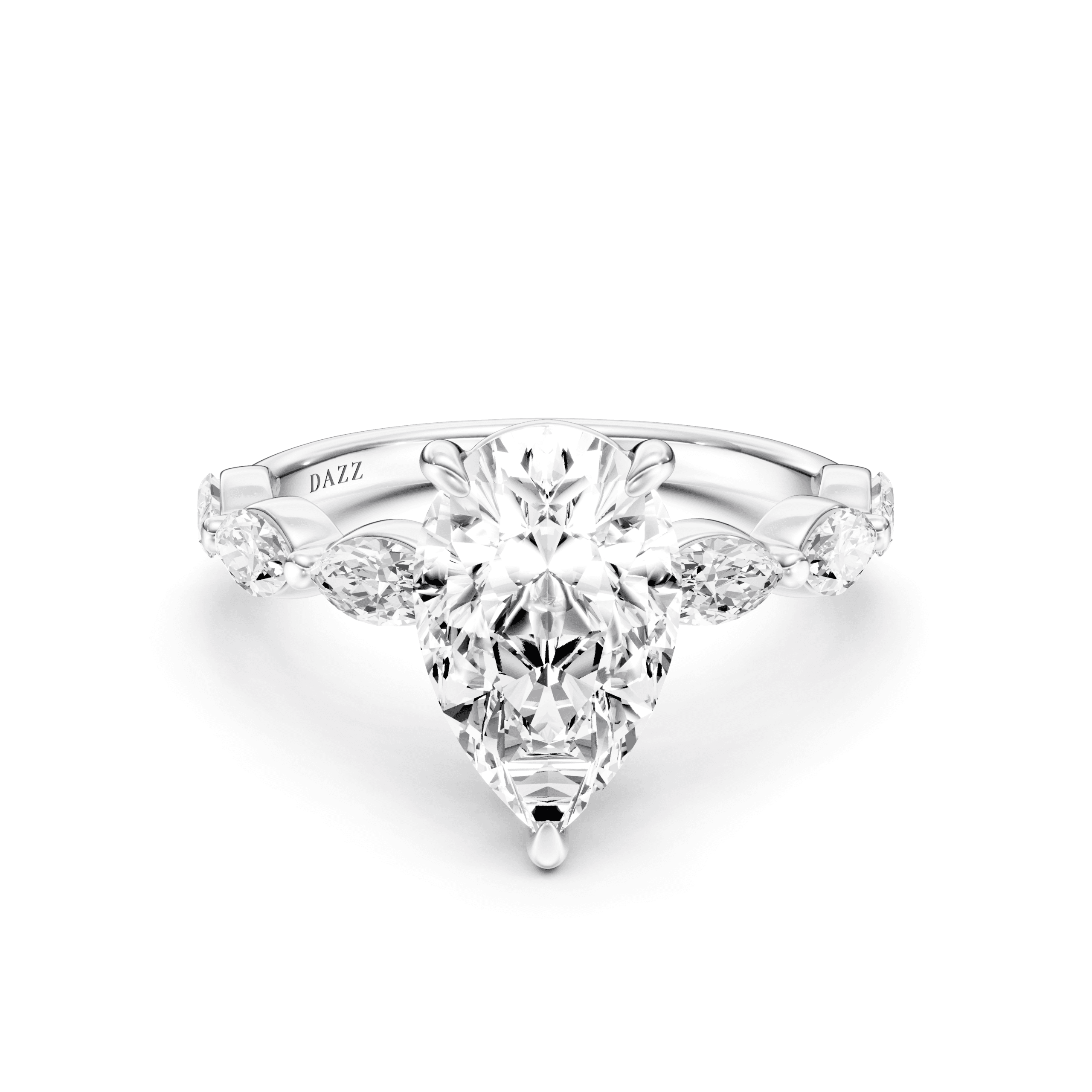 Solitaire Marquise Pear — White Gold