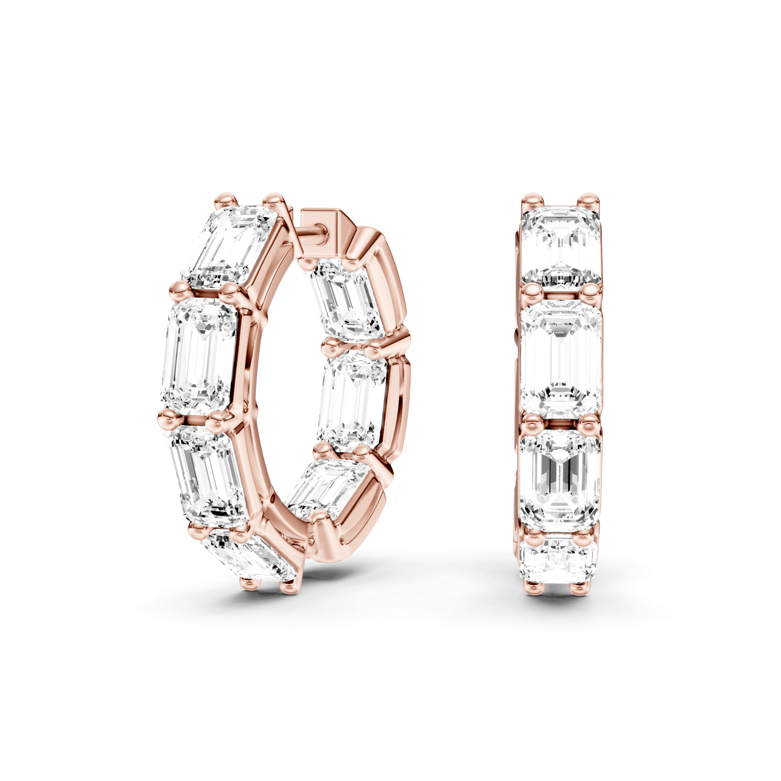 Full Setting Hoops Emerald — Rose Gold