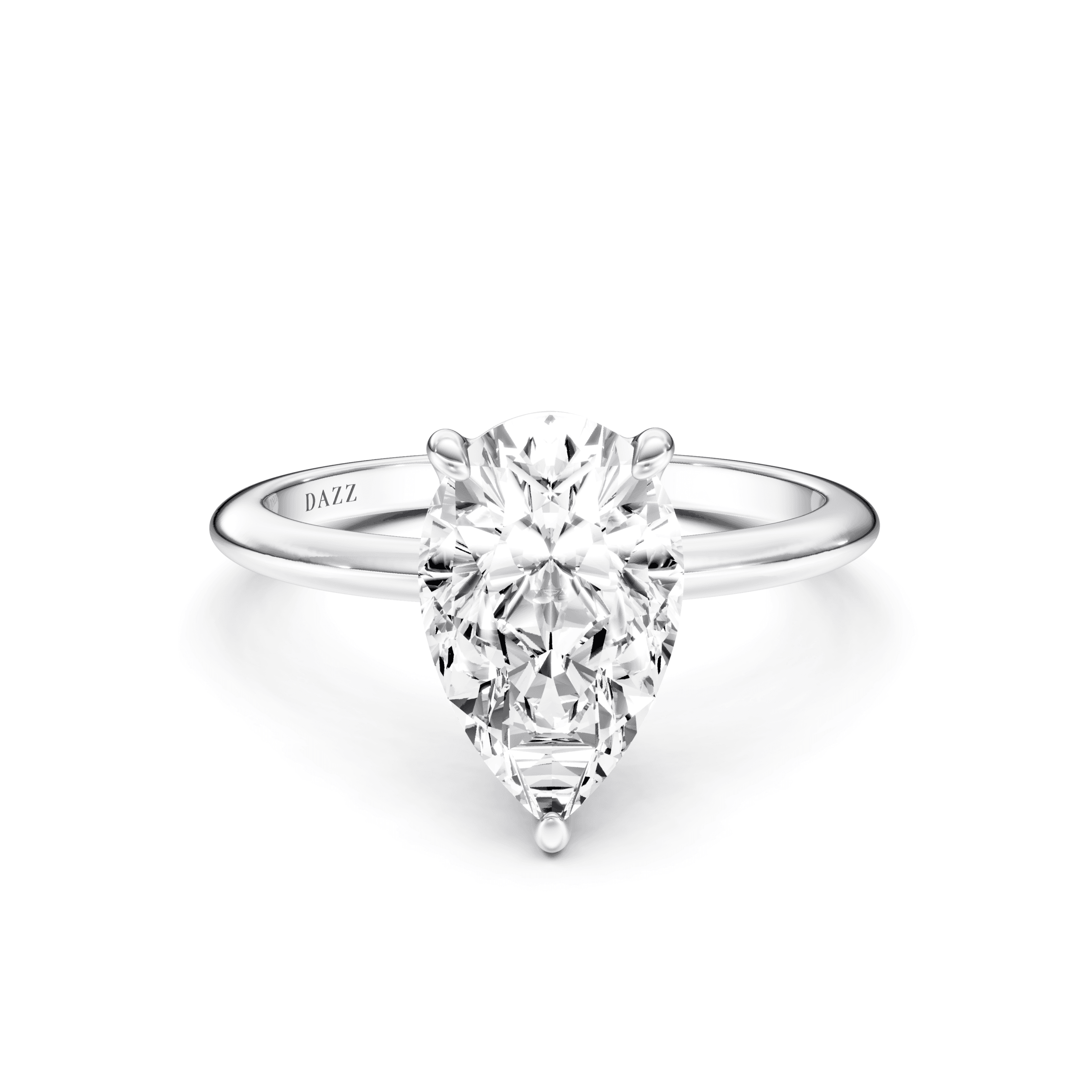 Solitaire Pear — White Gold