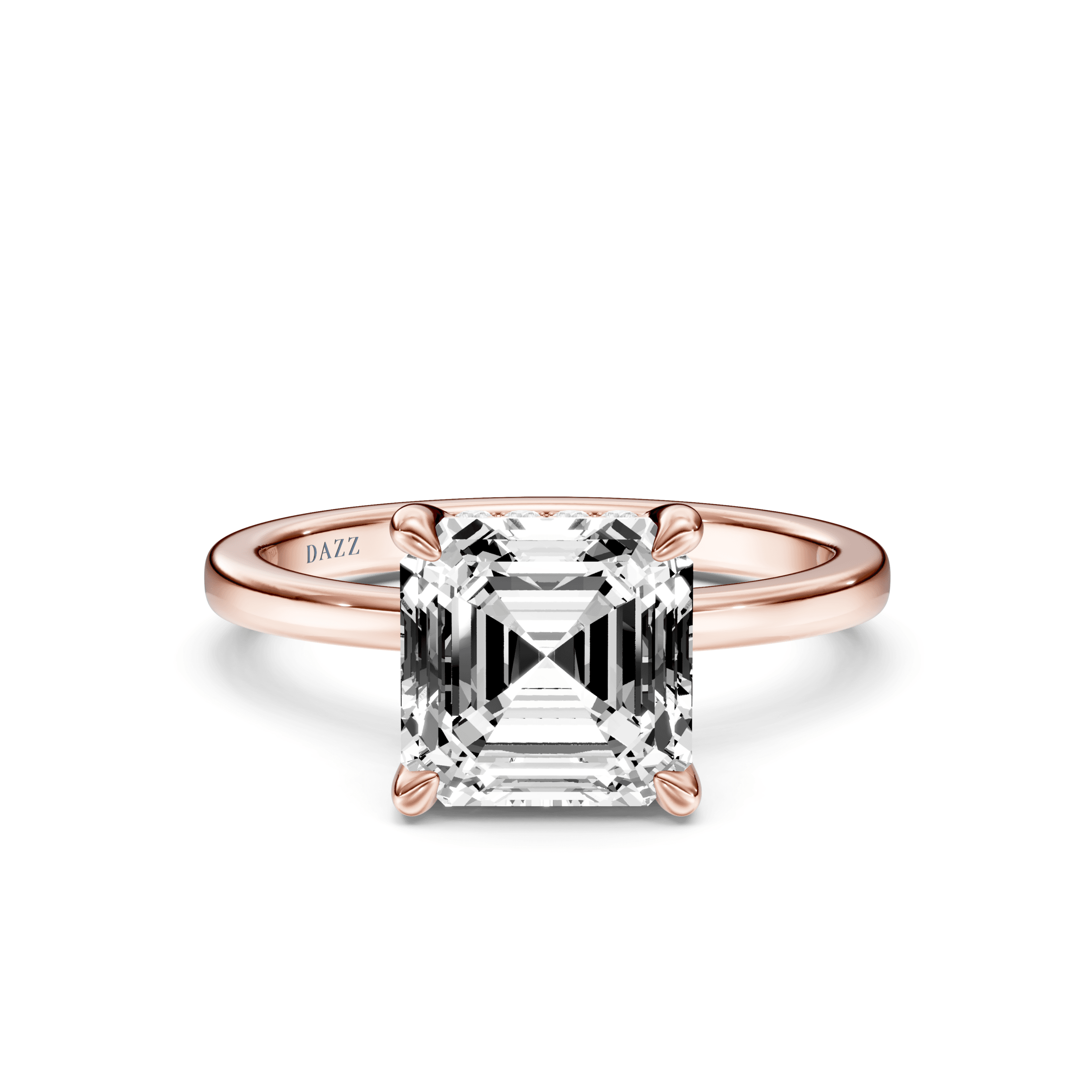 Hidden Halo Ring Asscher — Rose Gold