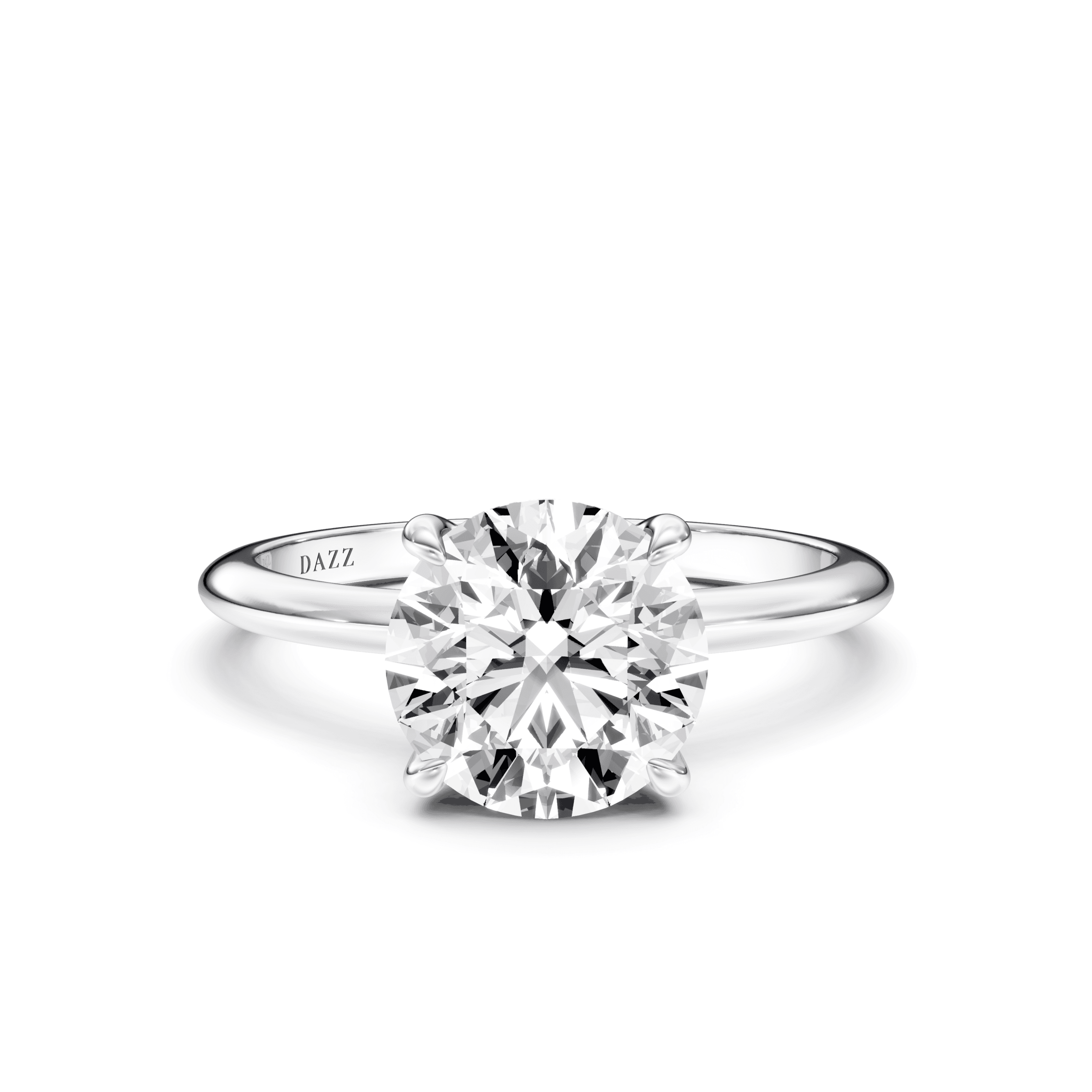 Solitaire Round — White Gold