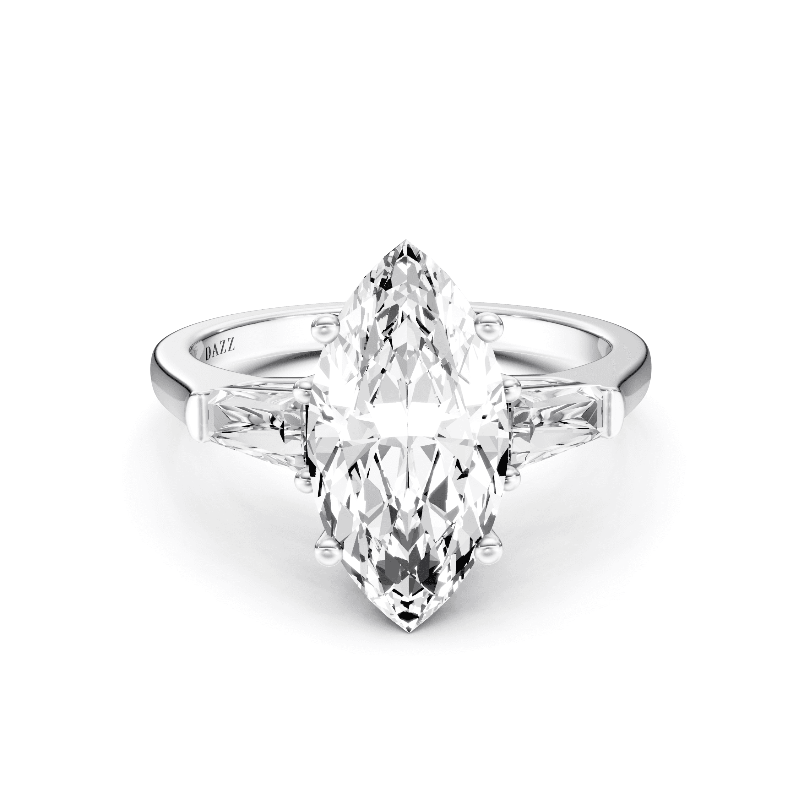 3 Stone Tapered Ring Marquise — Rose Gold