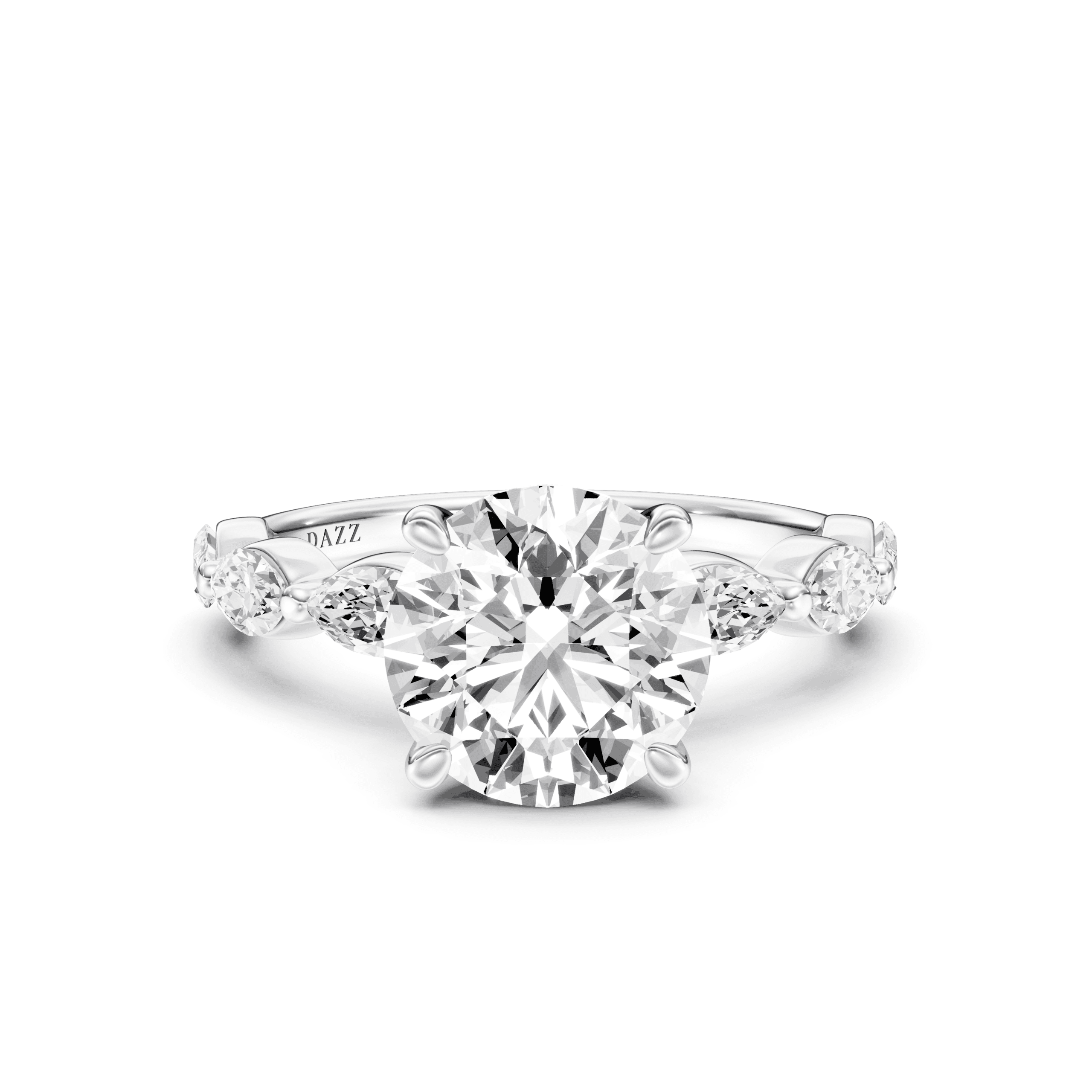 Solitaire Marquise Round — White Gold