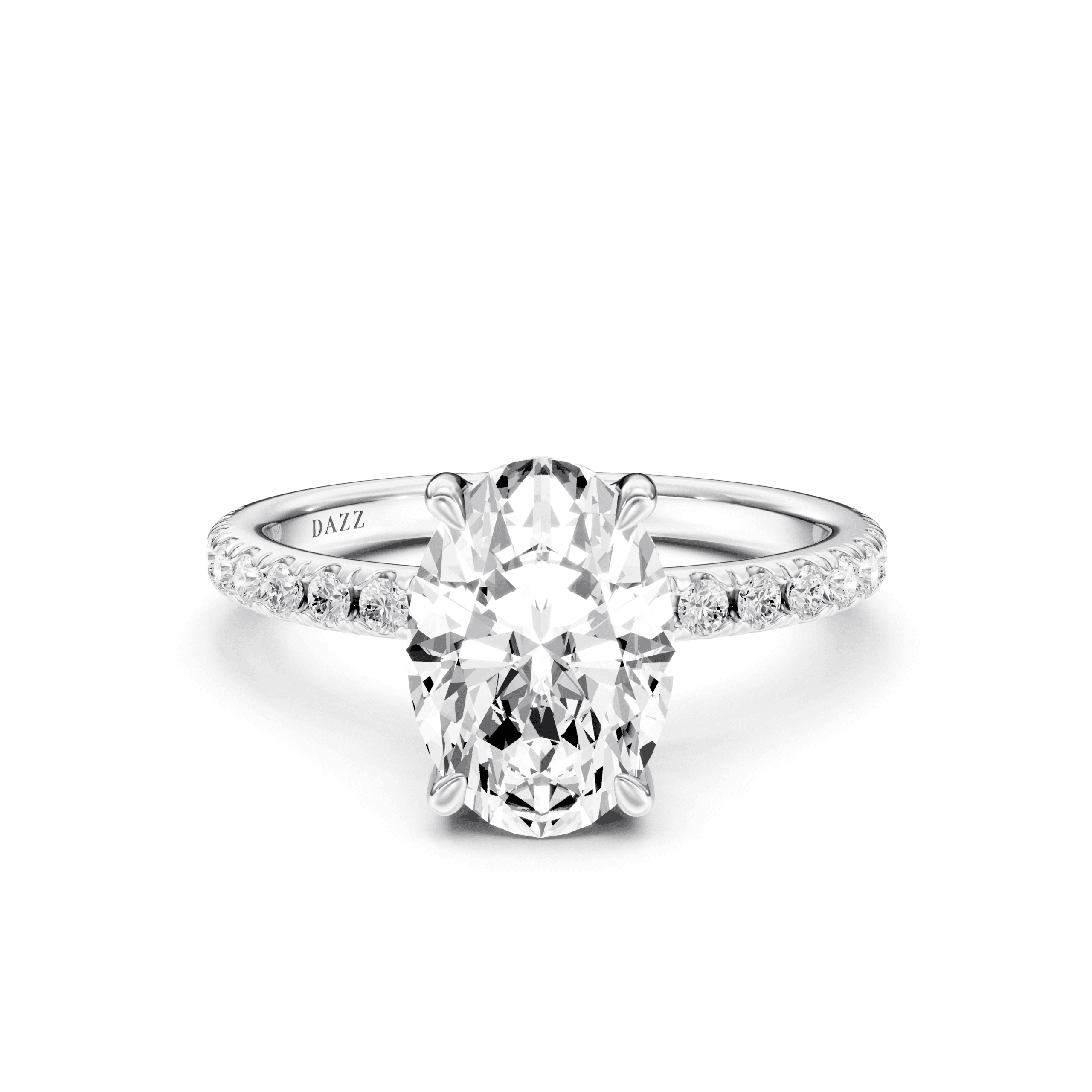 Pavé Ring Oval — White Gold
