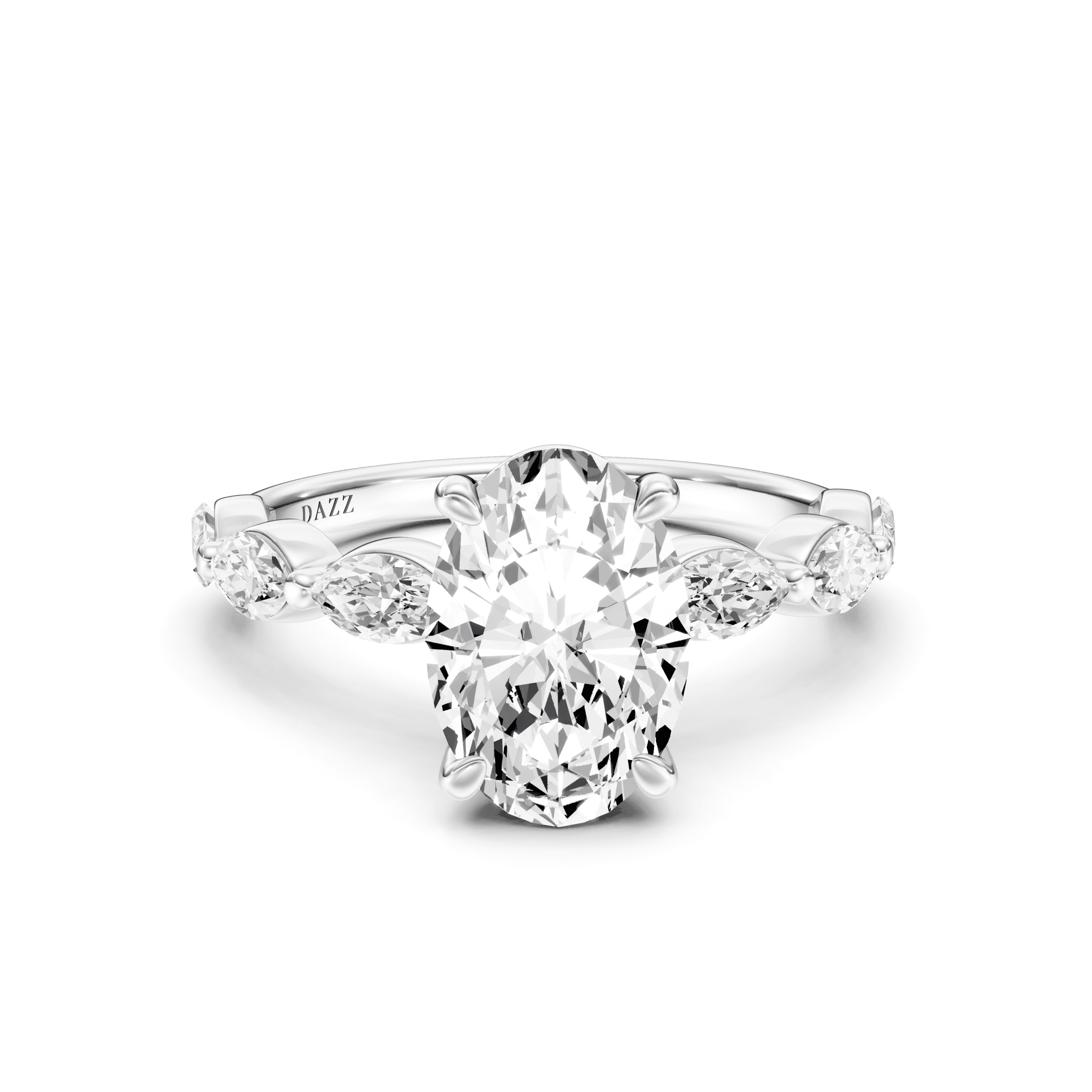 Solitaire Marquise Oval — White Gold