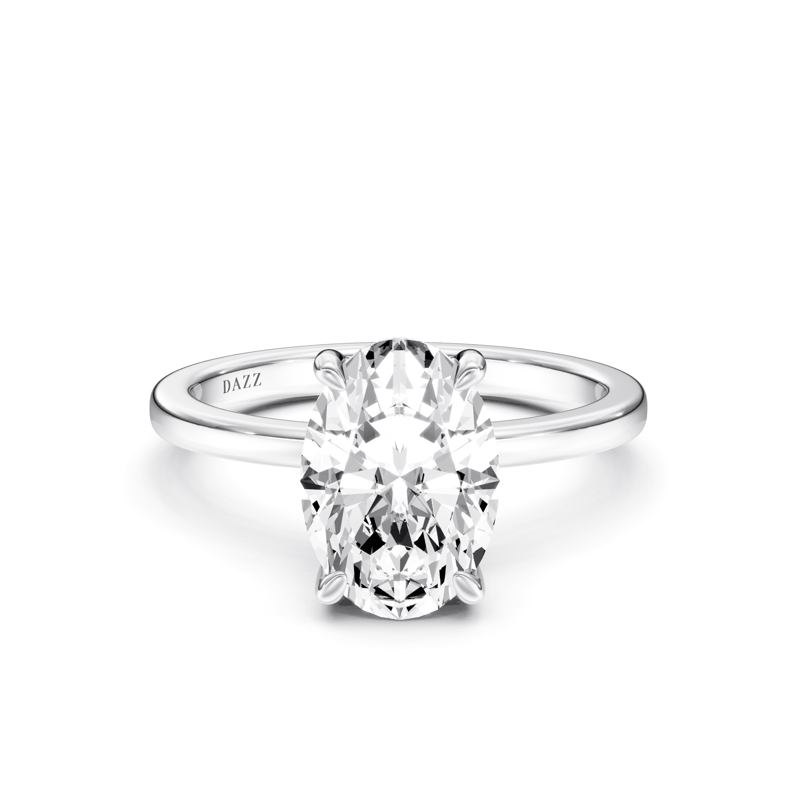 Hidden Halo Ring Oval — White Gold