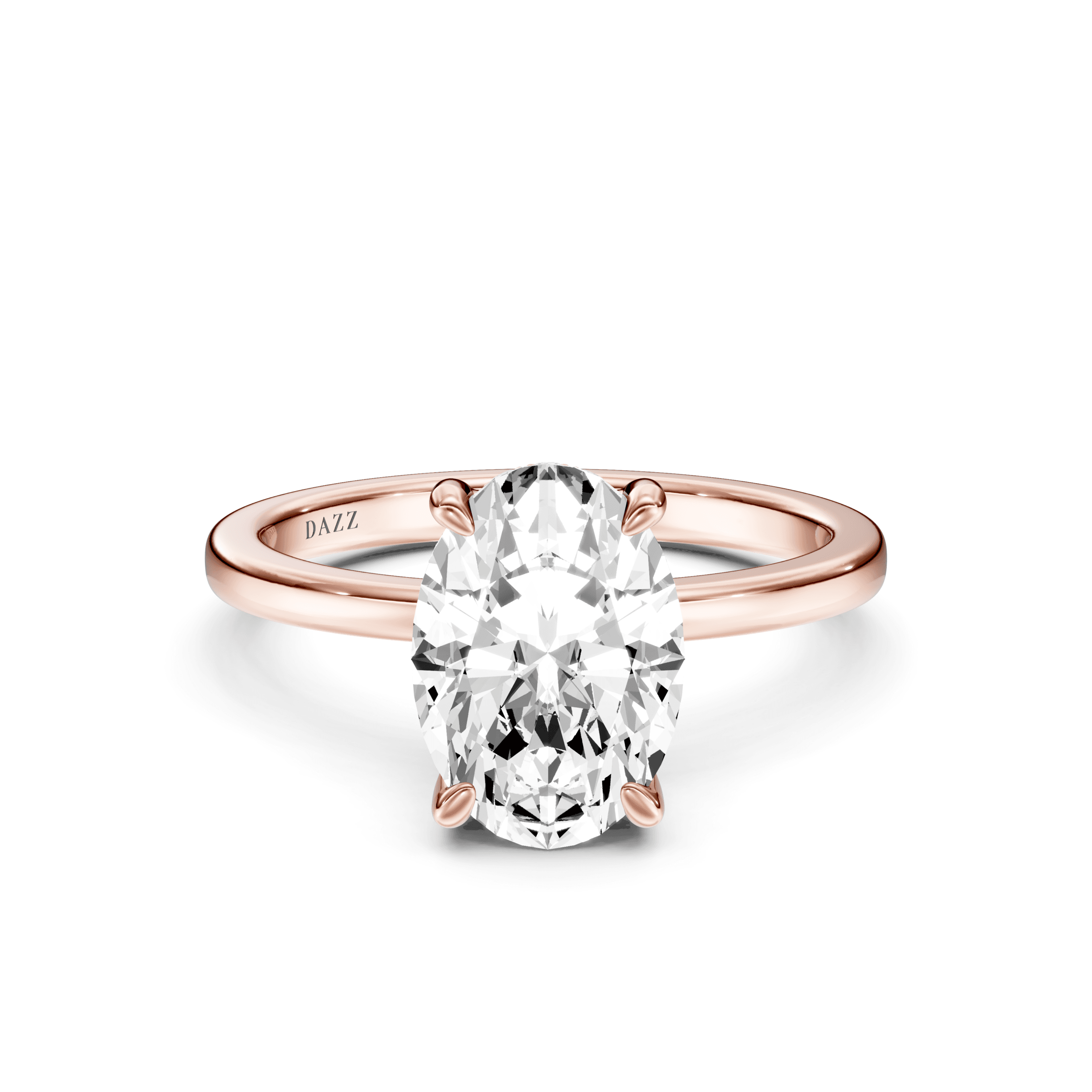 Hidden Halo Ring Oval — Rose Gold