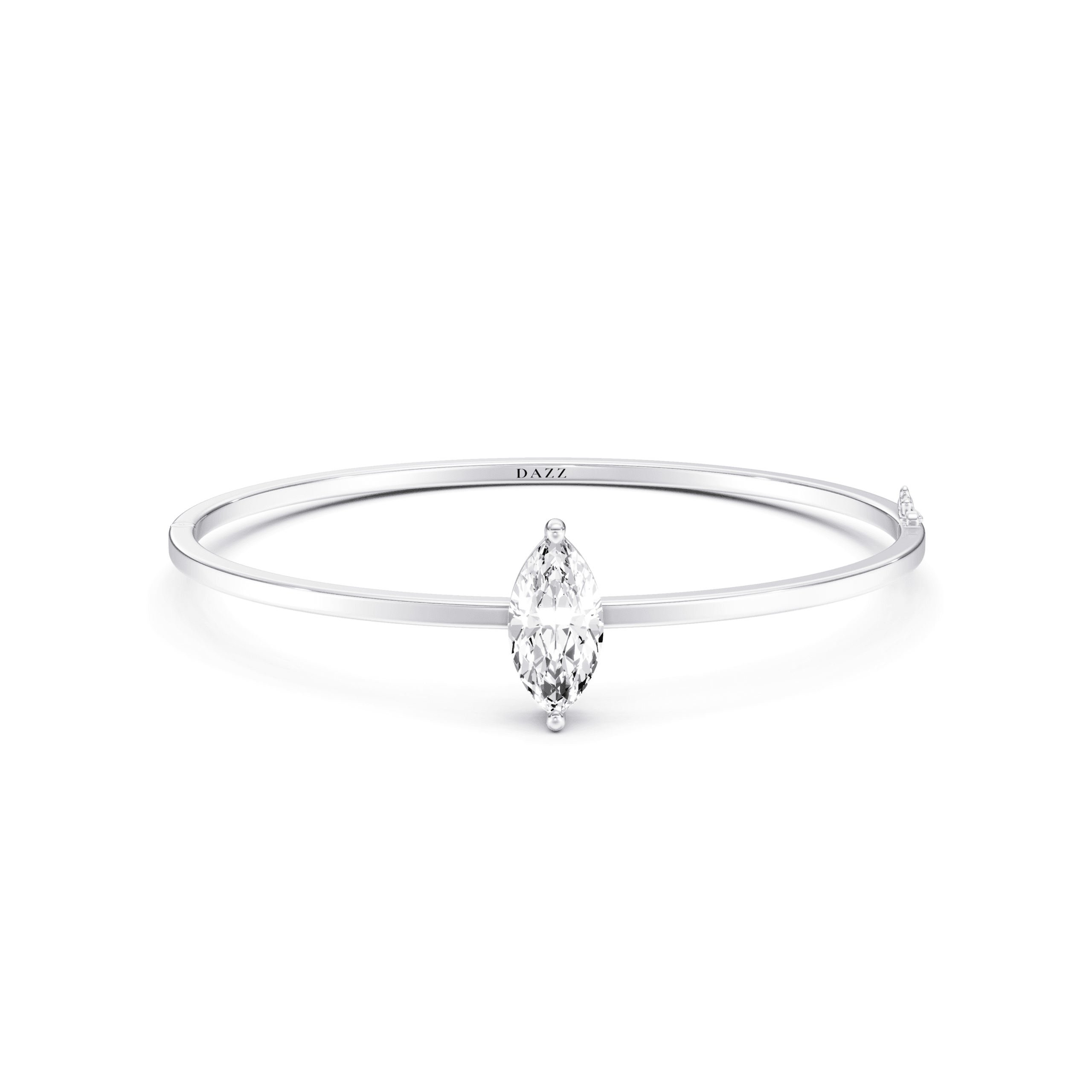 Bangle Solitaire Marquise 2ct — White Gold