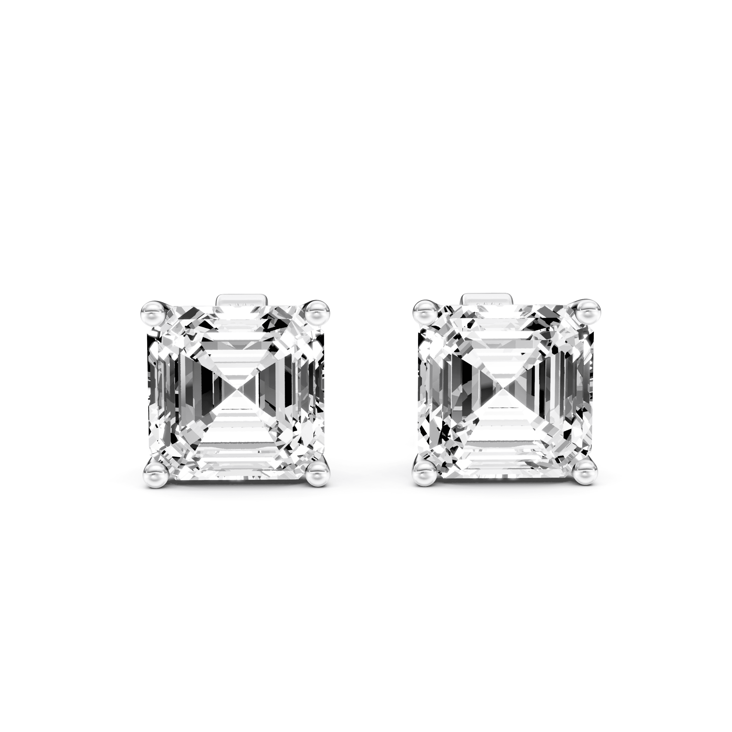 Solitaire Studs Asscher — White Gold