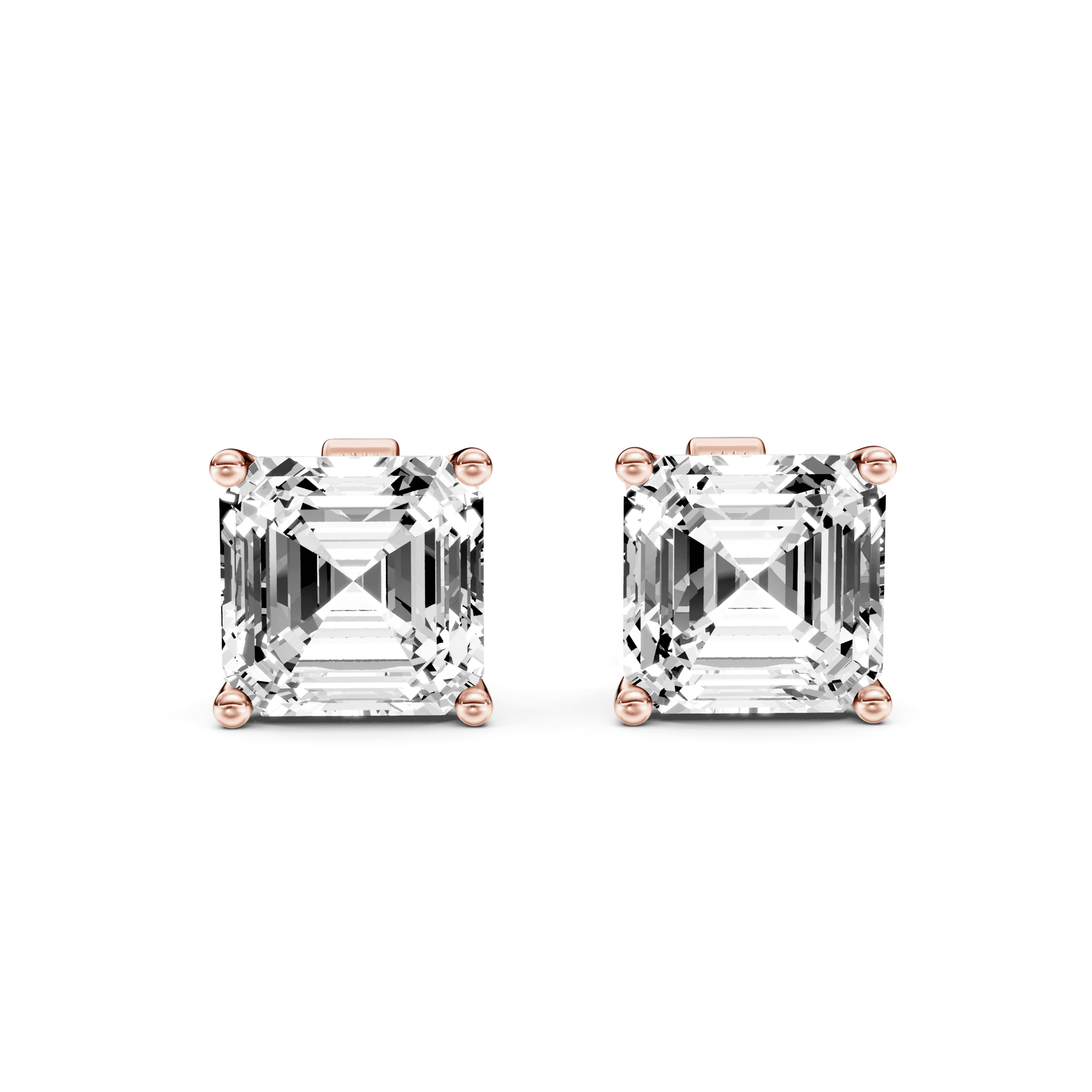 Solitaire Studs Asscher — Rose Gold