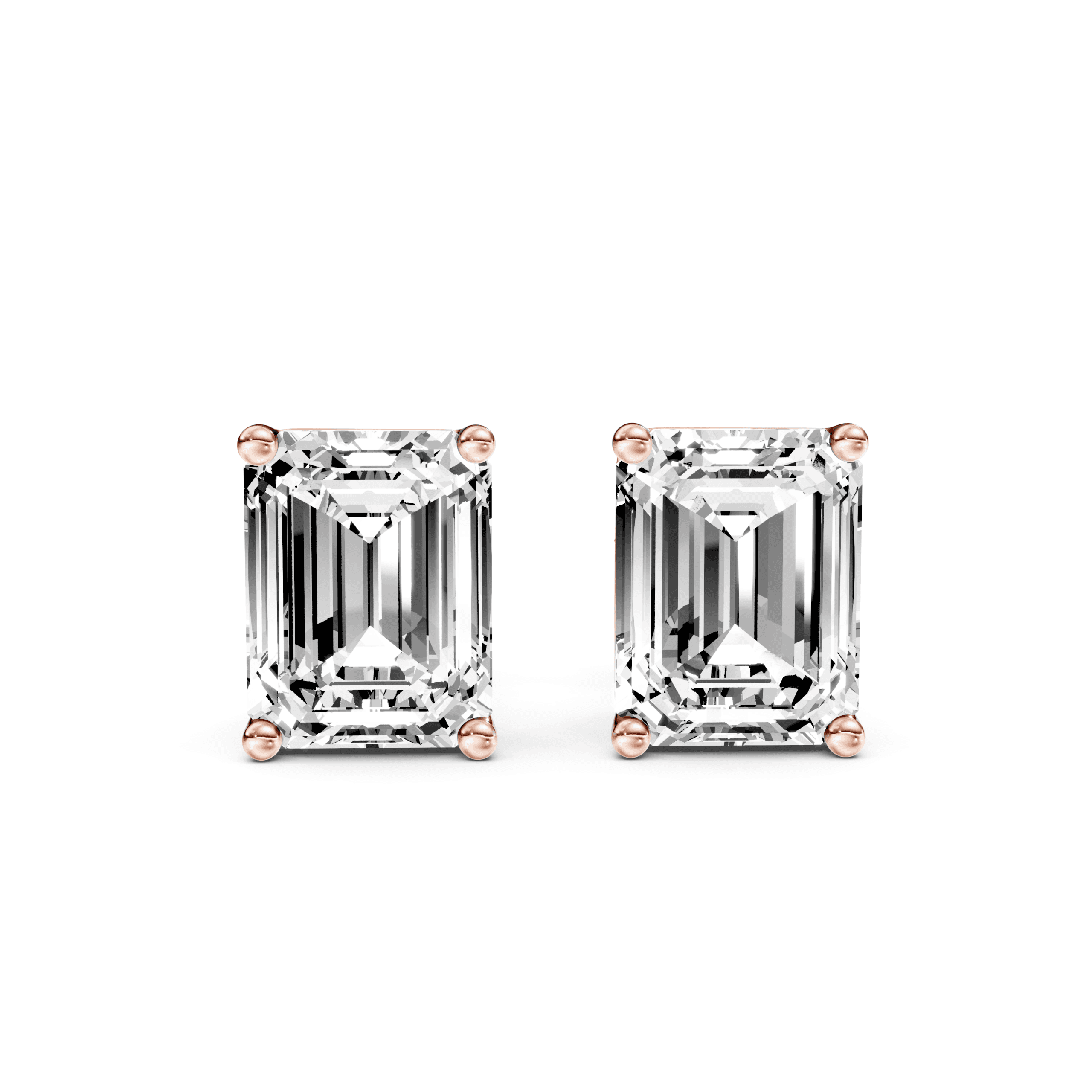 Solitaire Studs Emerald — Rose Gold