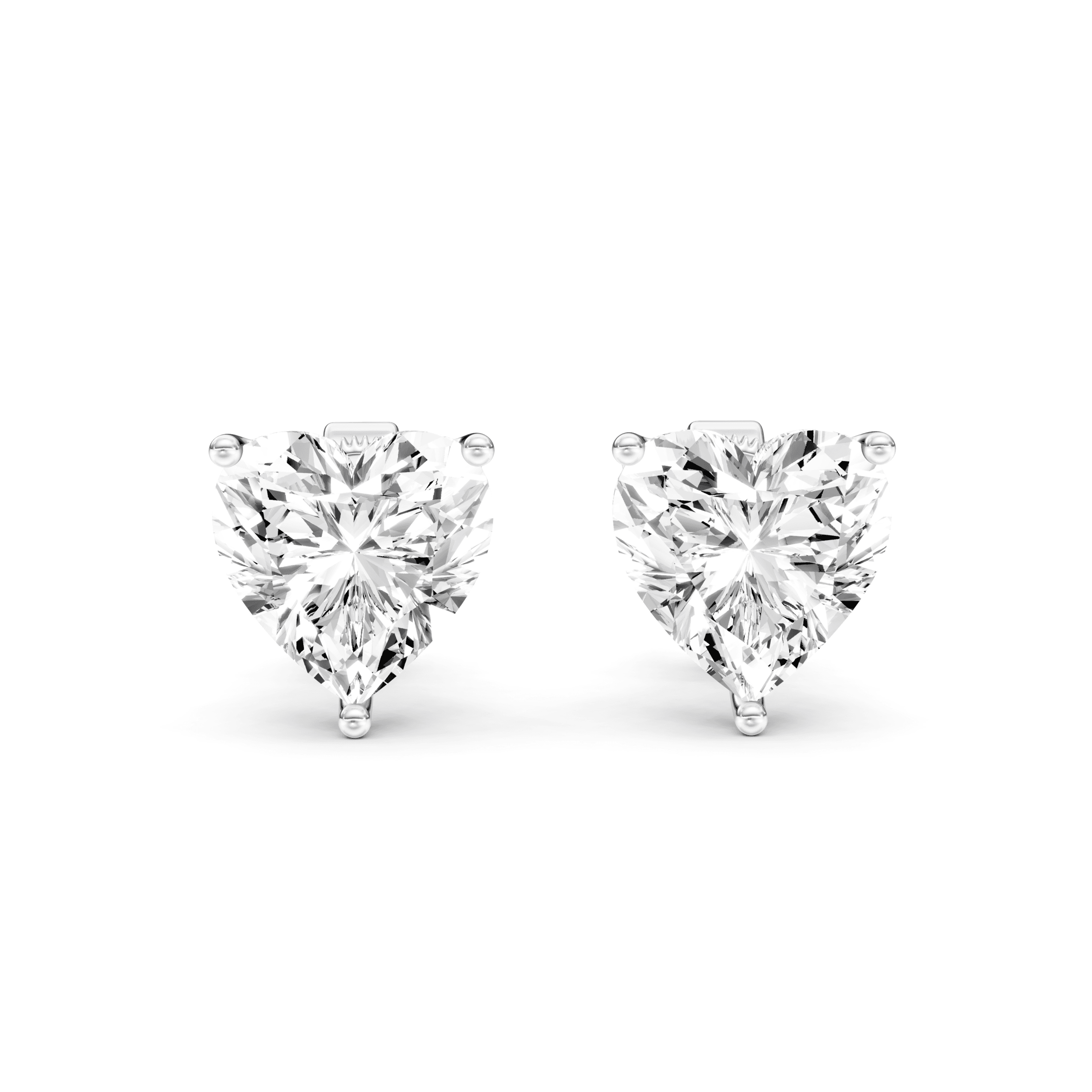 Solitaire Studs Heart — White Gold