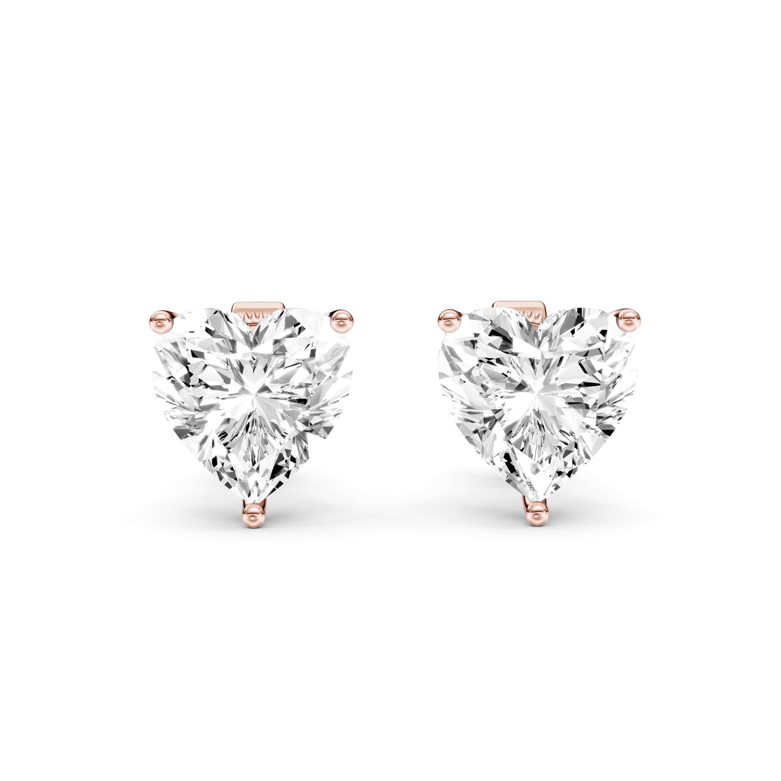 Solitaire Studs Heart — Rose Gold