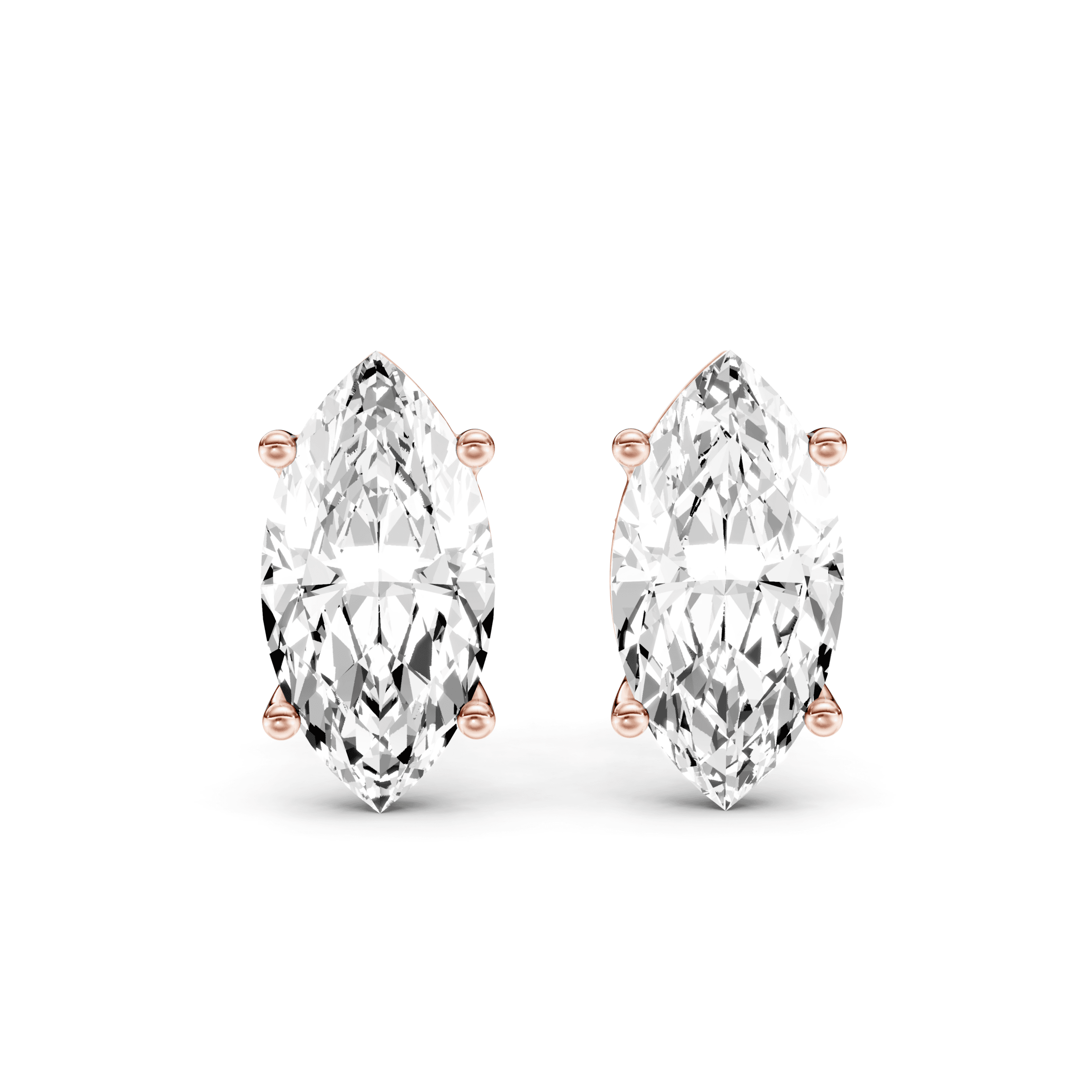 Solitaire Studs Marquise — Rose Gold