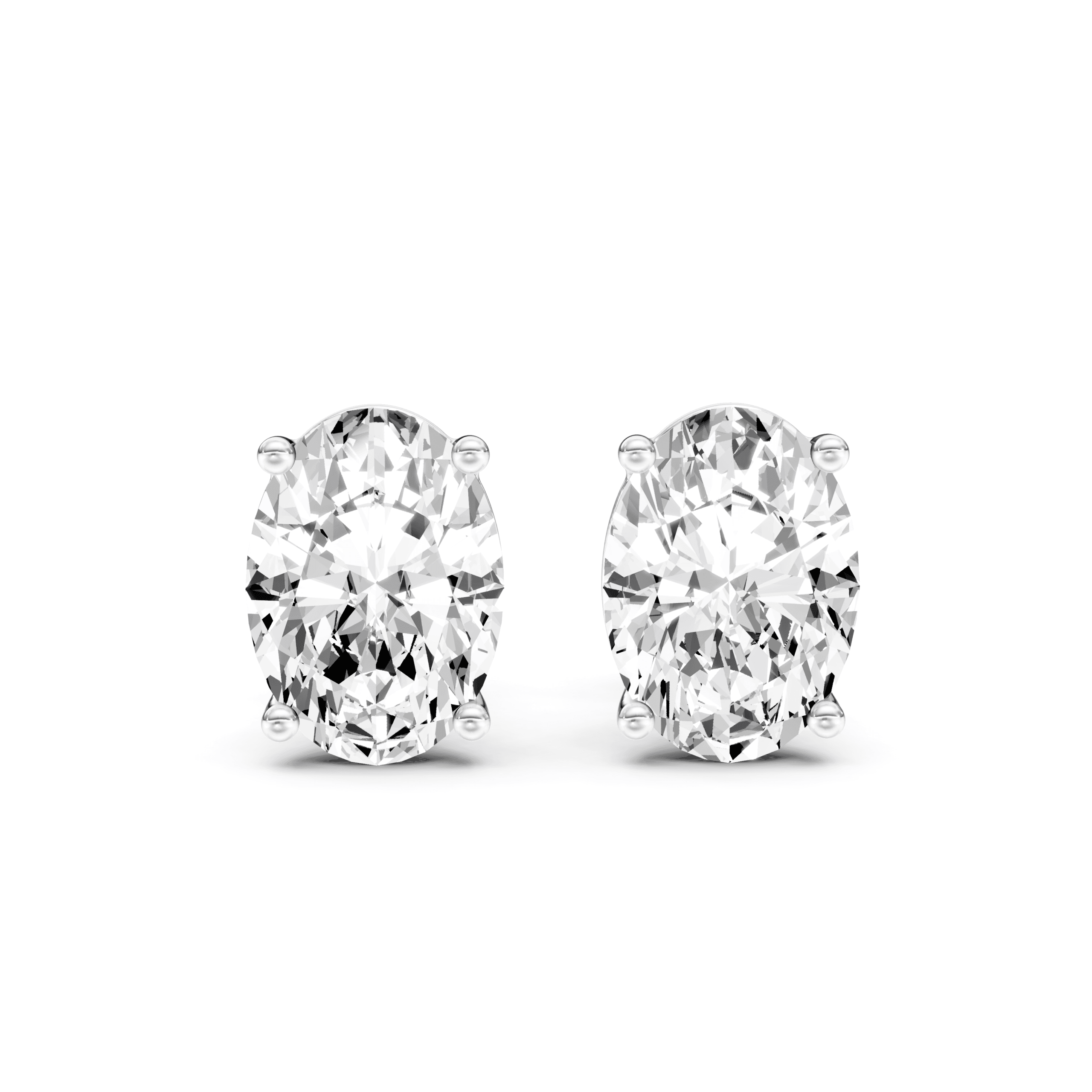 Solitaire Studs Oval — White Gold