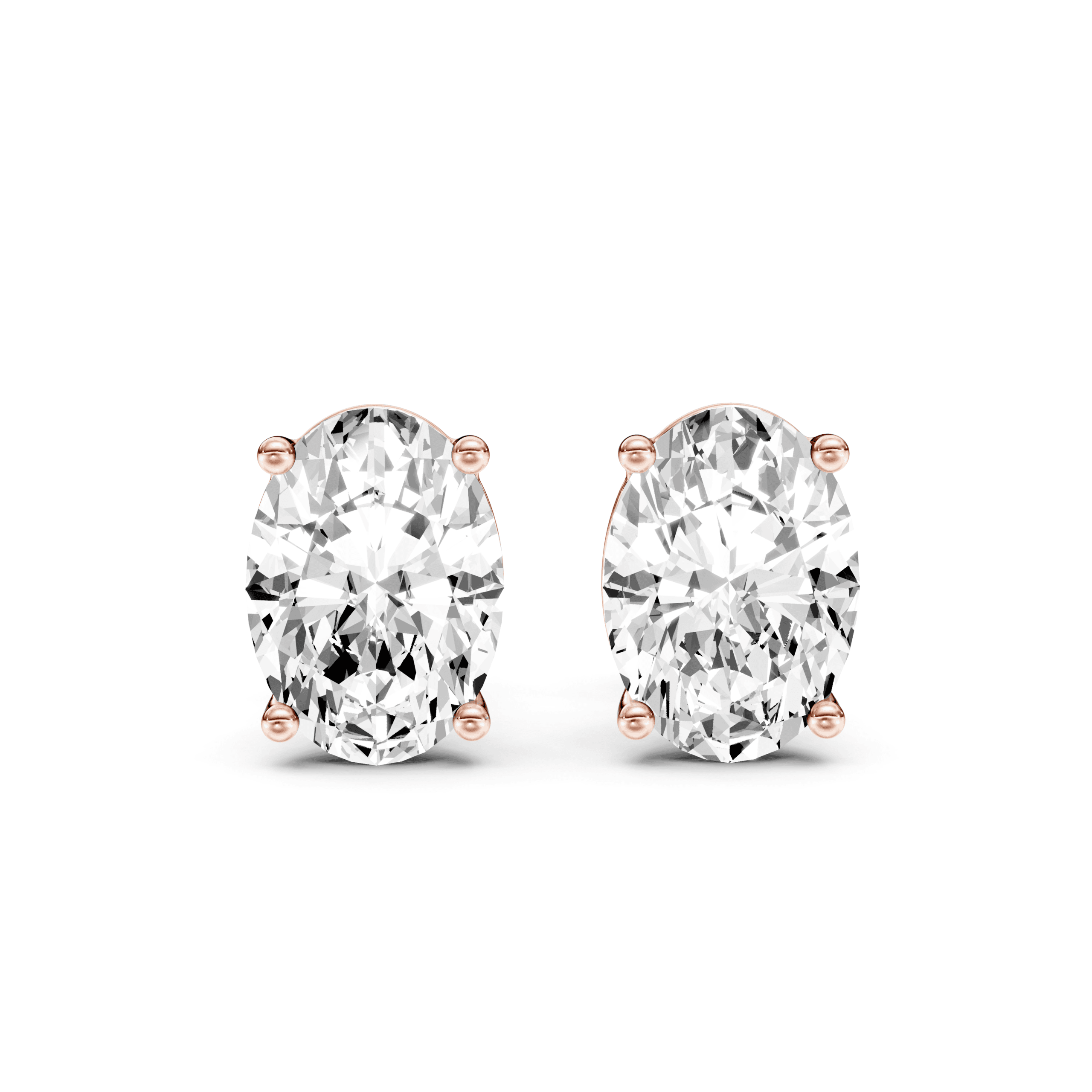 Solitaire Studs Oval — זהב אדום