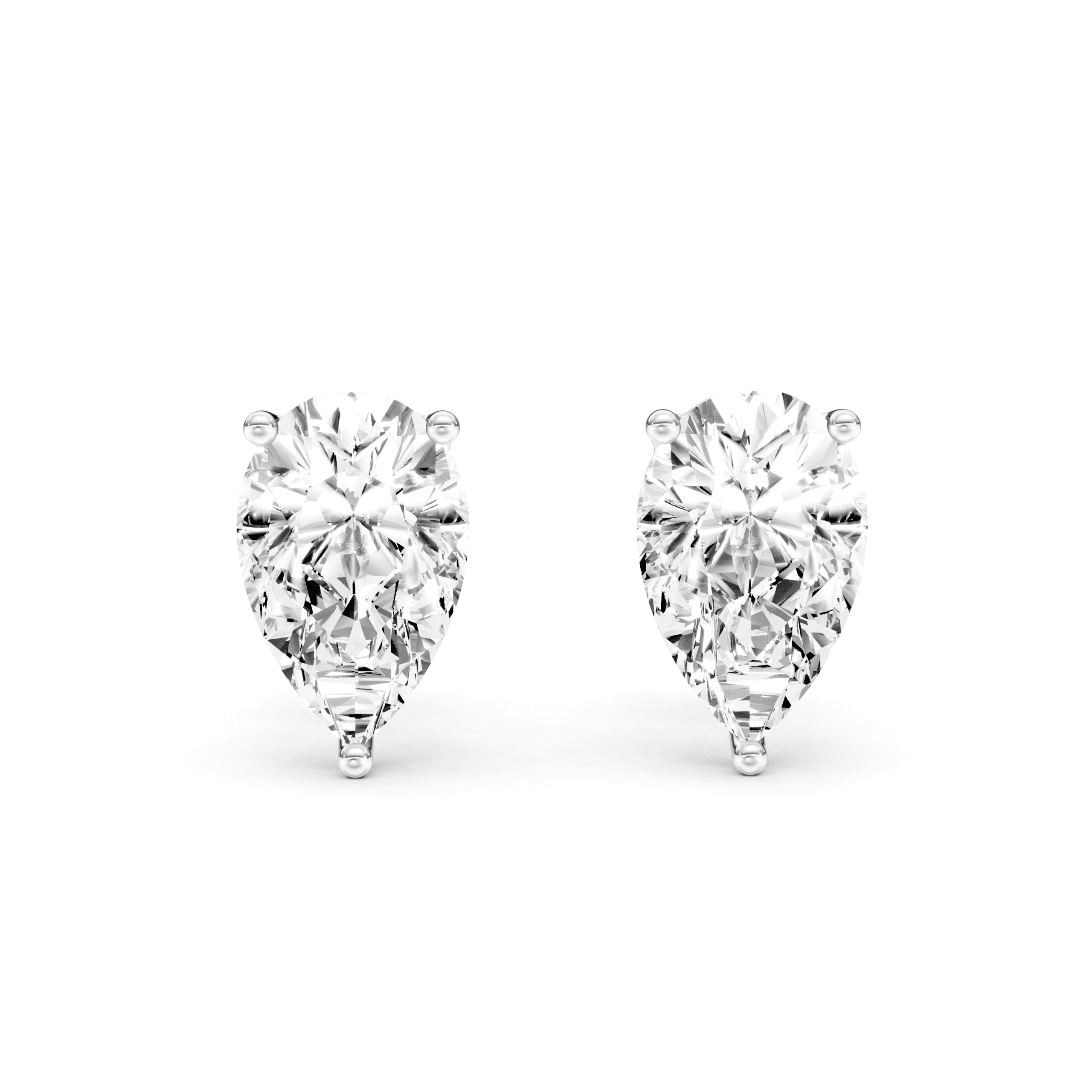 Solitaire Studs Pear — White Gold