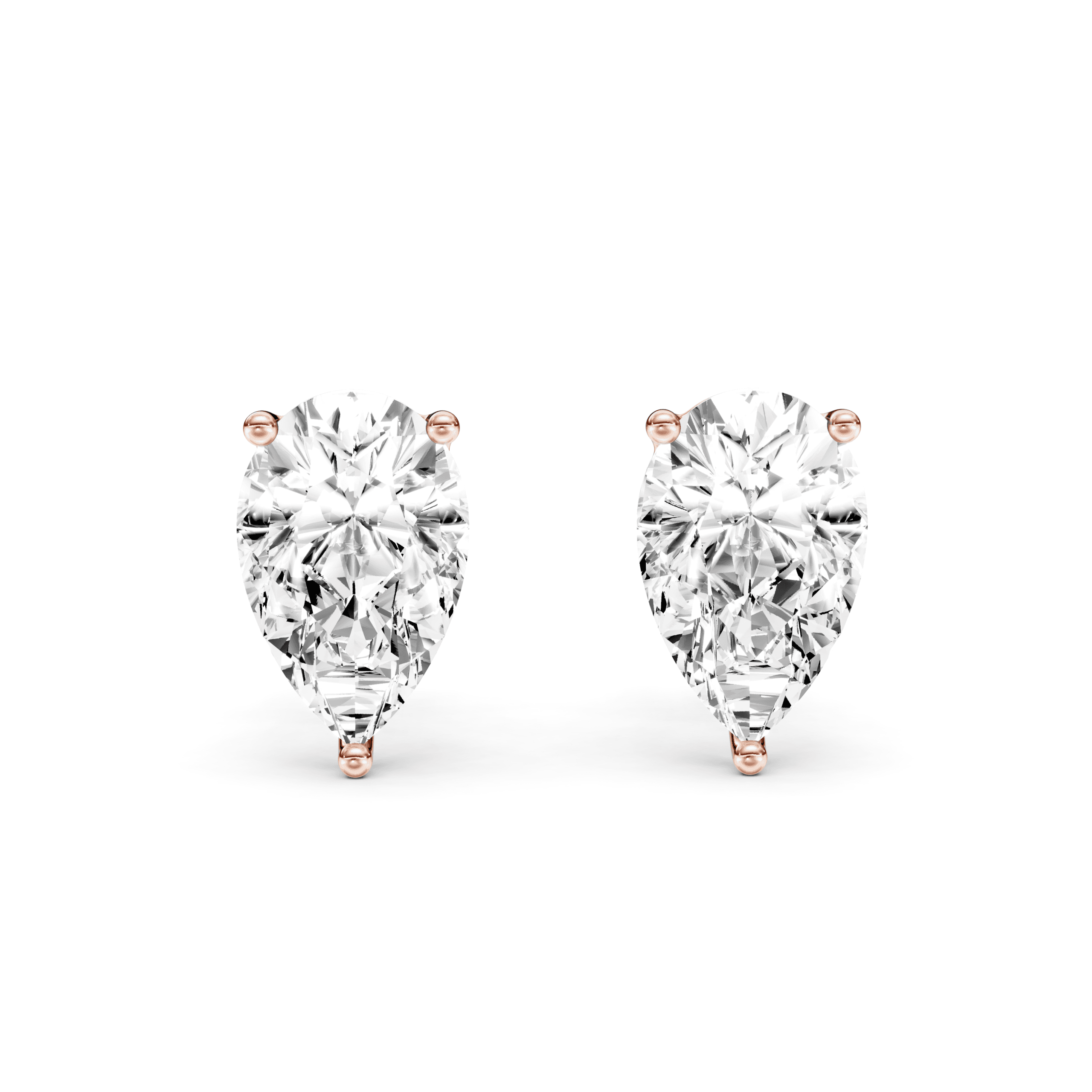 Solitaire Studs Pear — Rose Gold