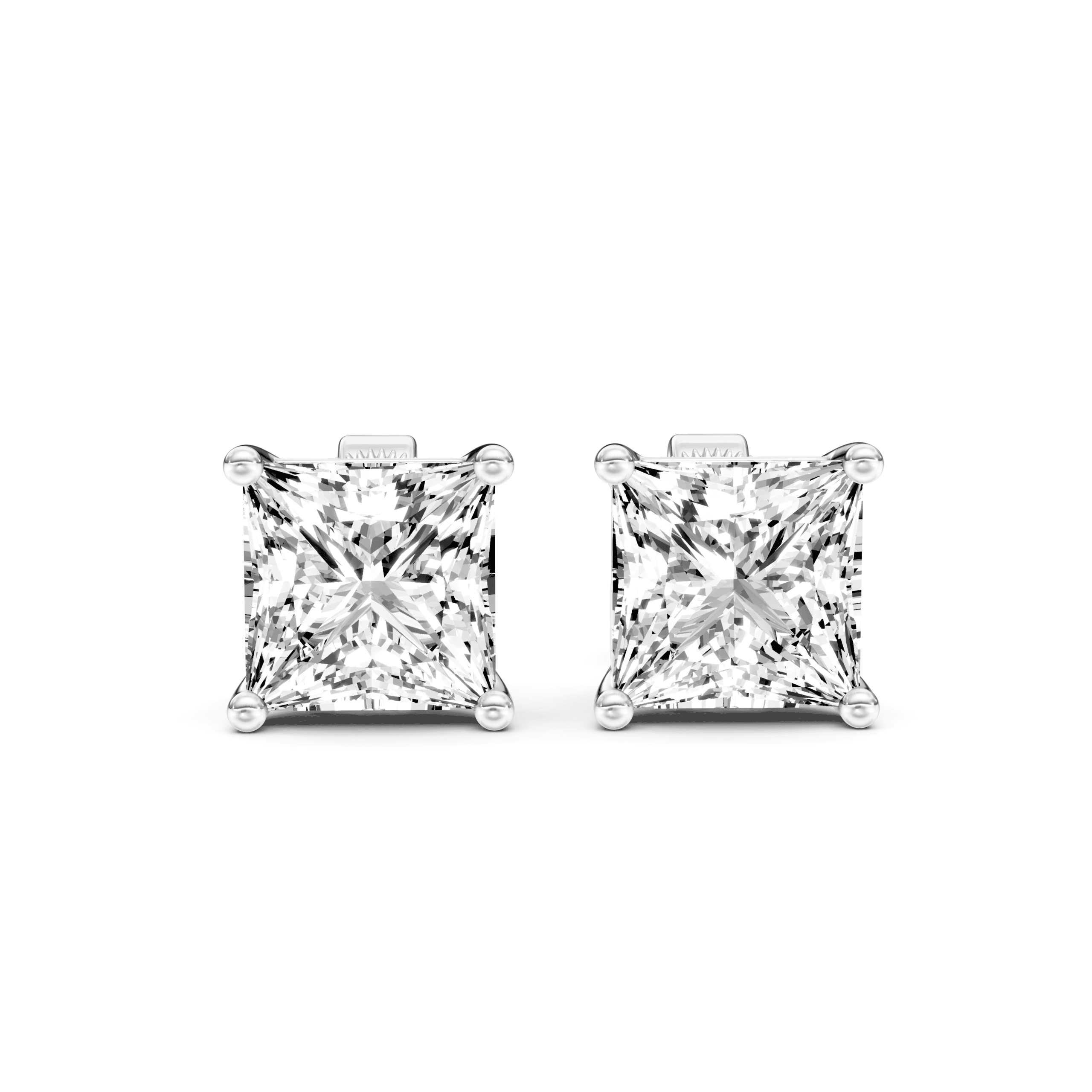 Solitaire Studs Princess — White Gold