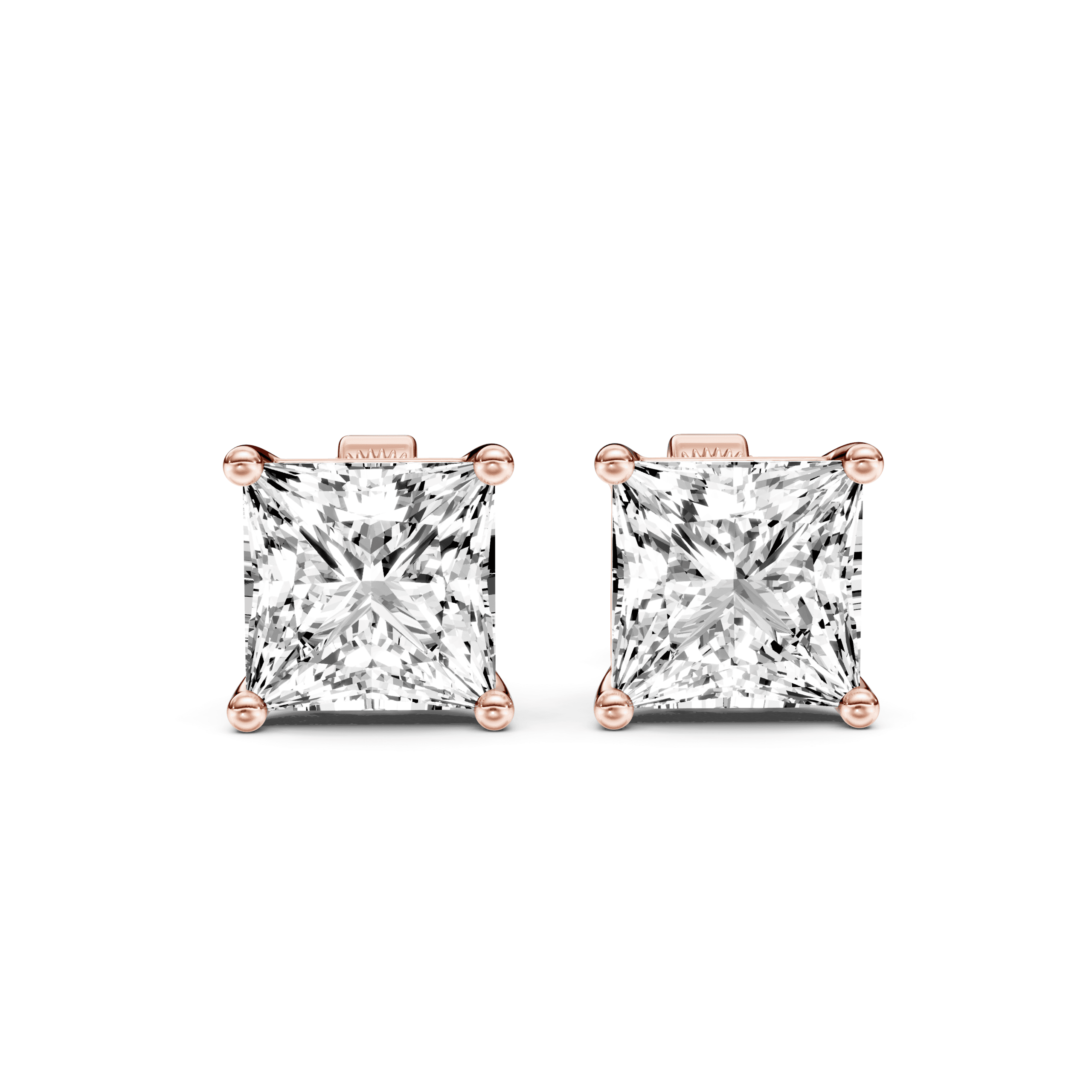Solitaire Studs Princess — Rose Gold