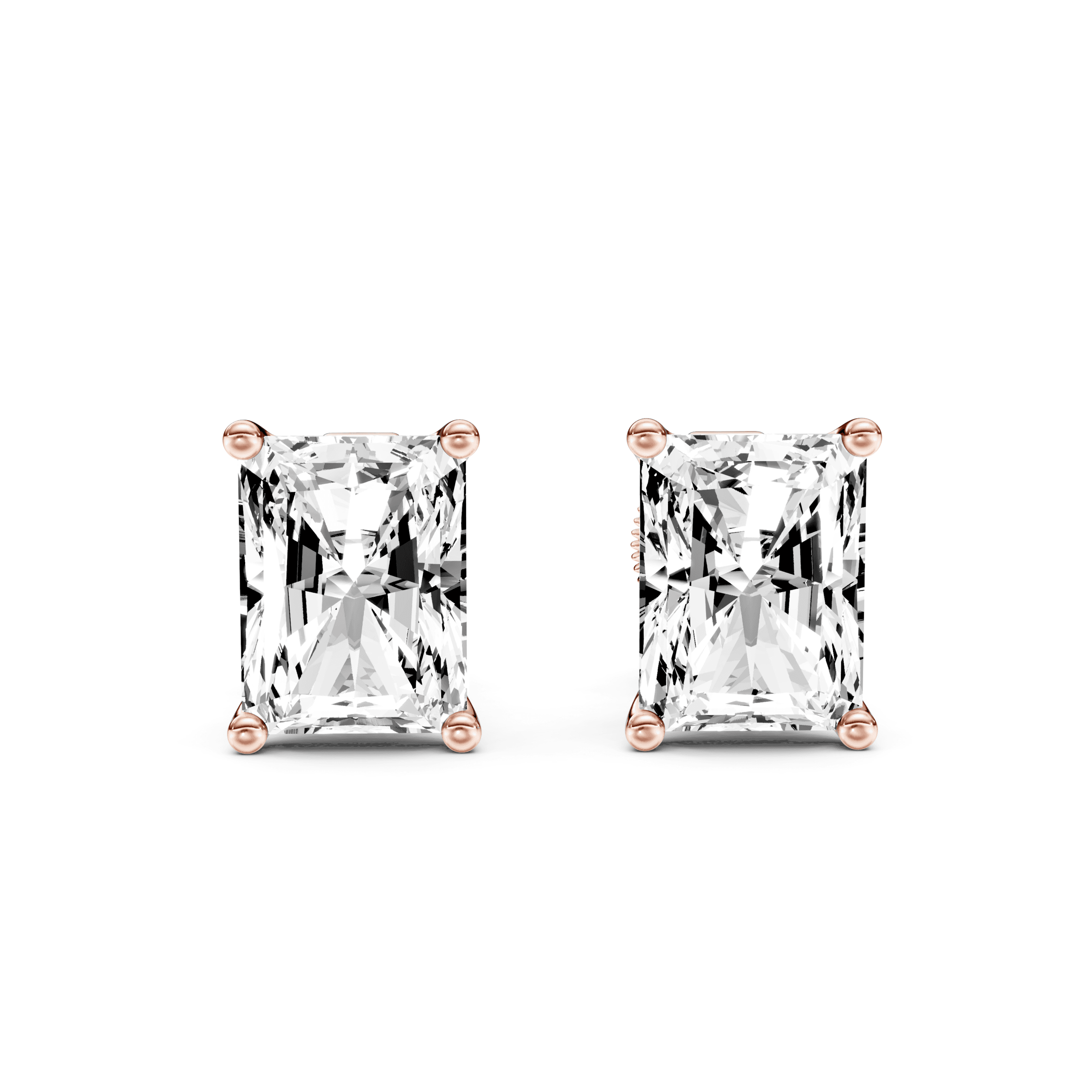 Solitaire Studs Radiant — Rose Gold