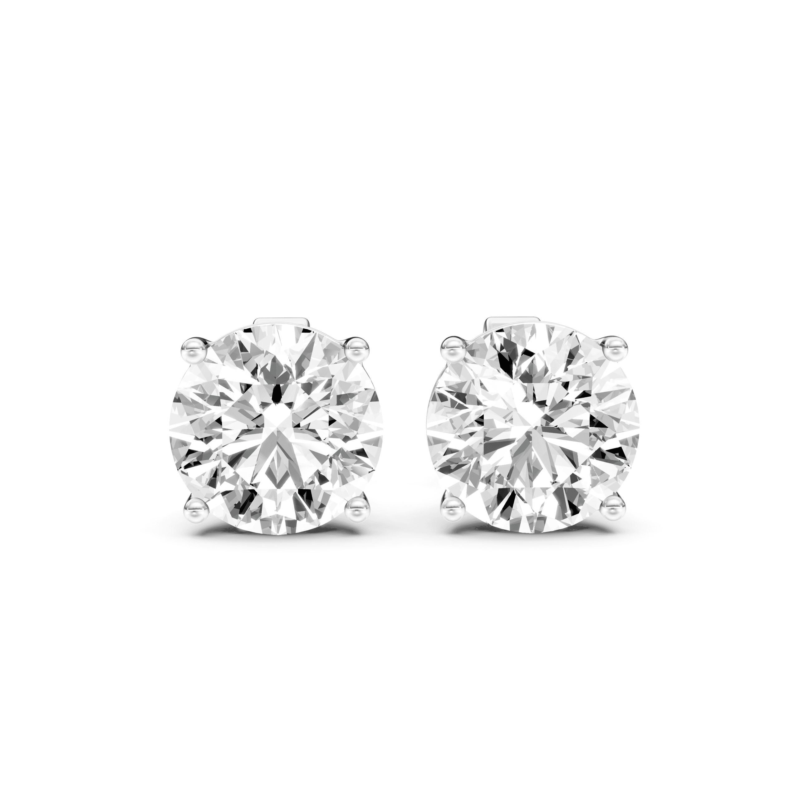 Solitaire Studs Round — White Gold