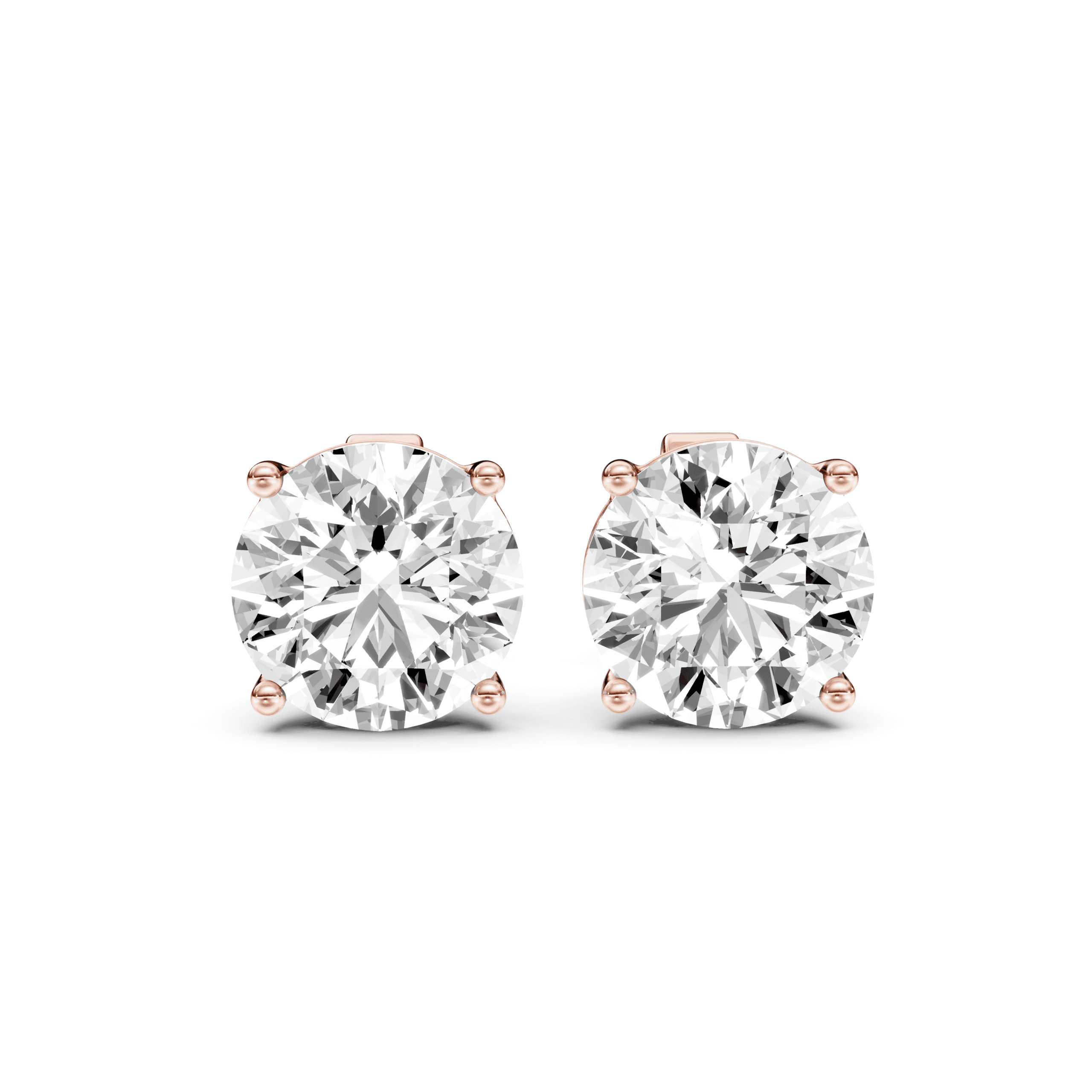 Solitaire Studs Round — Rose Gold