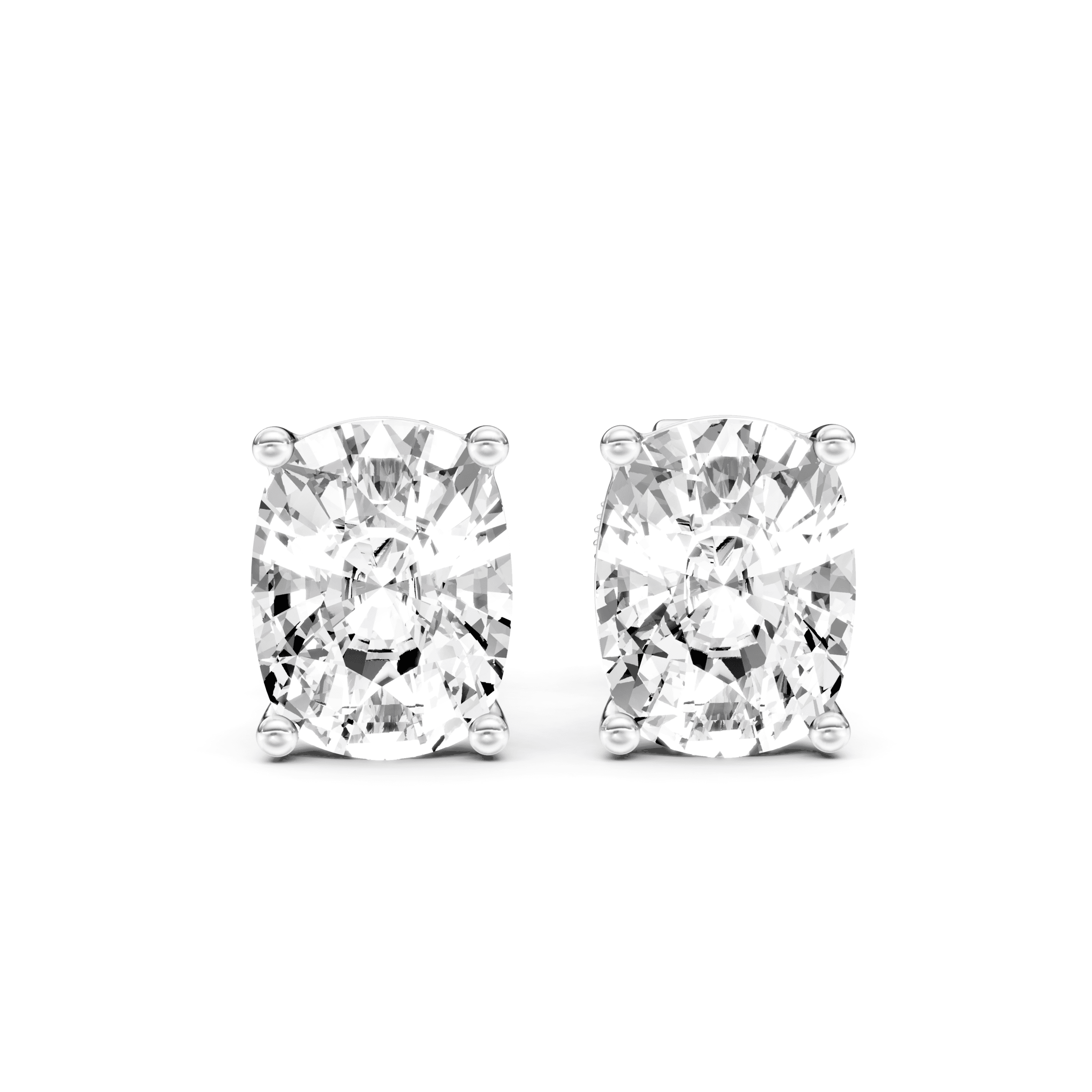 Solitaire Studs Cushion — White Gold