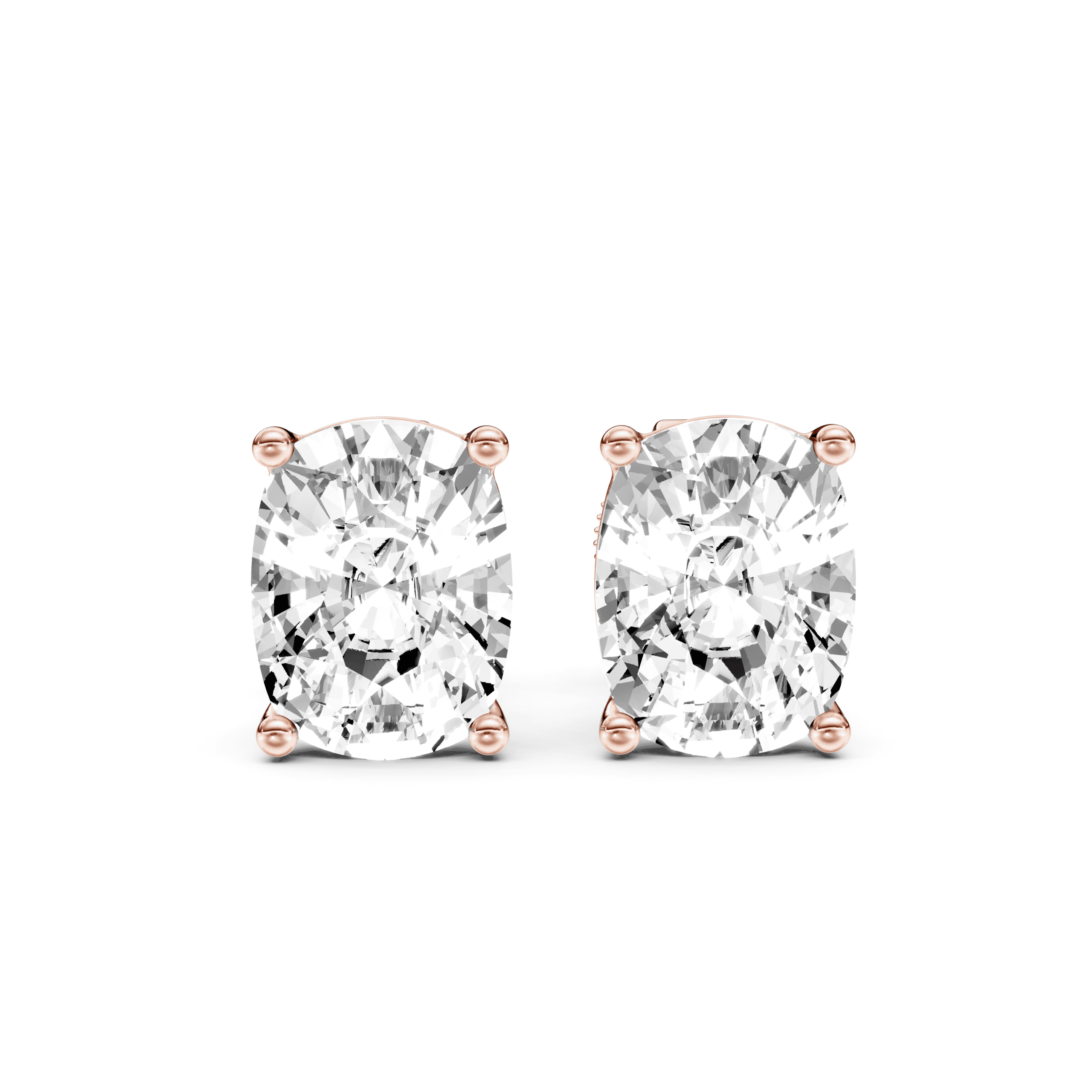 Solitaire Studs Cushion — Rose Gold