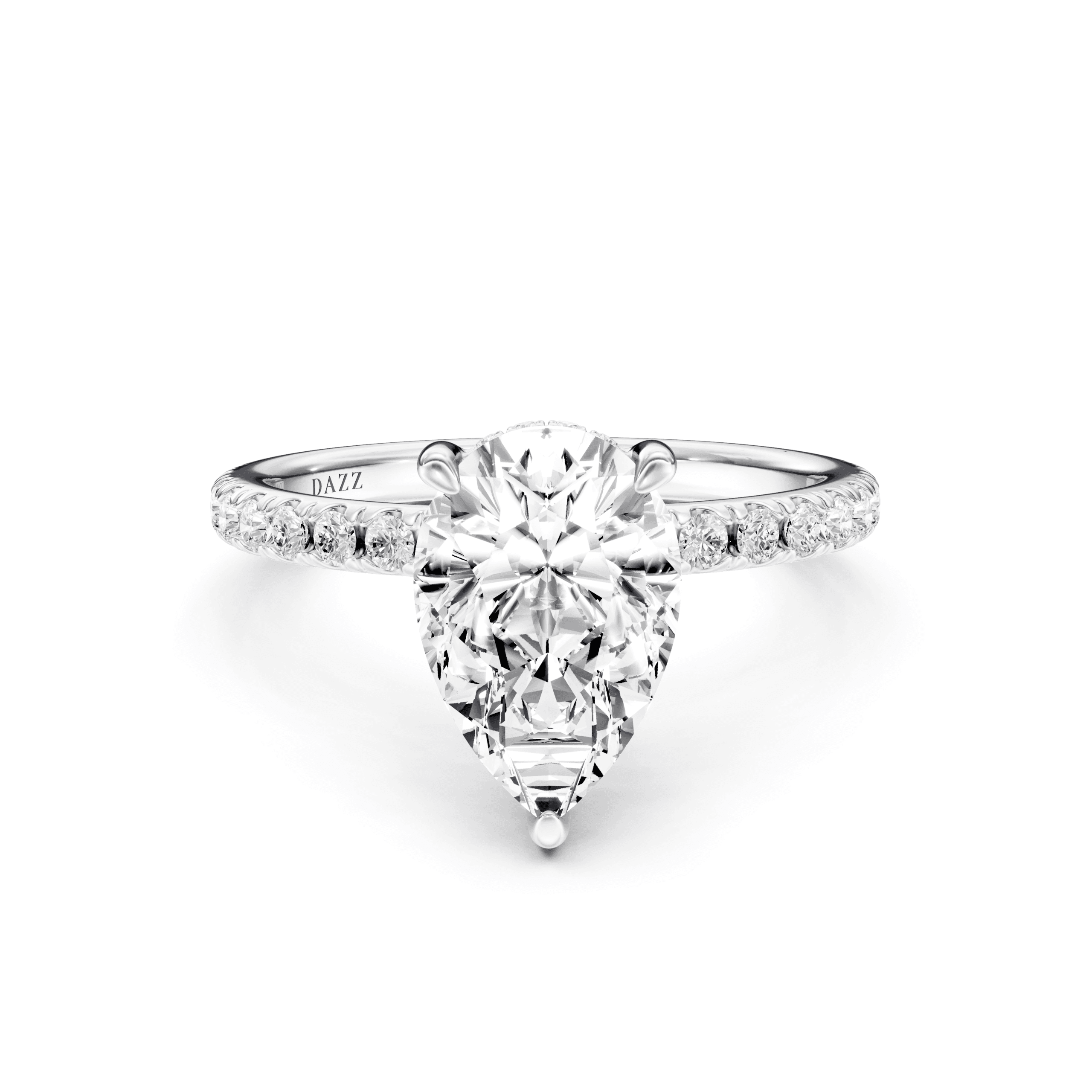 Pavé Ring Pear — White Gold