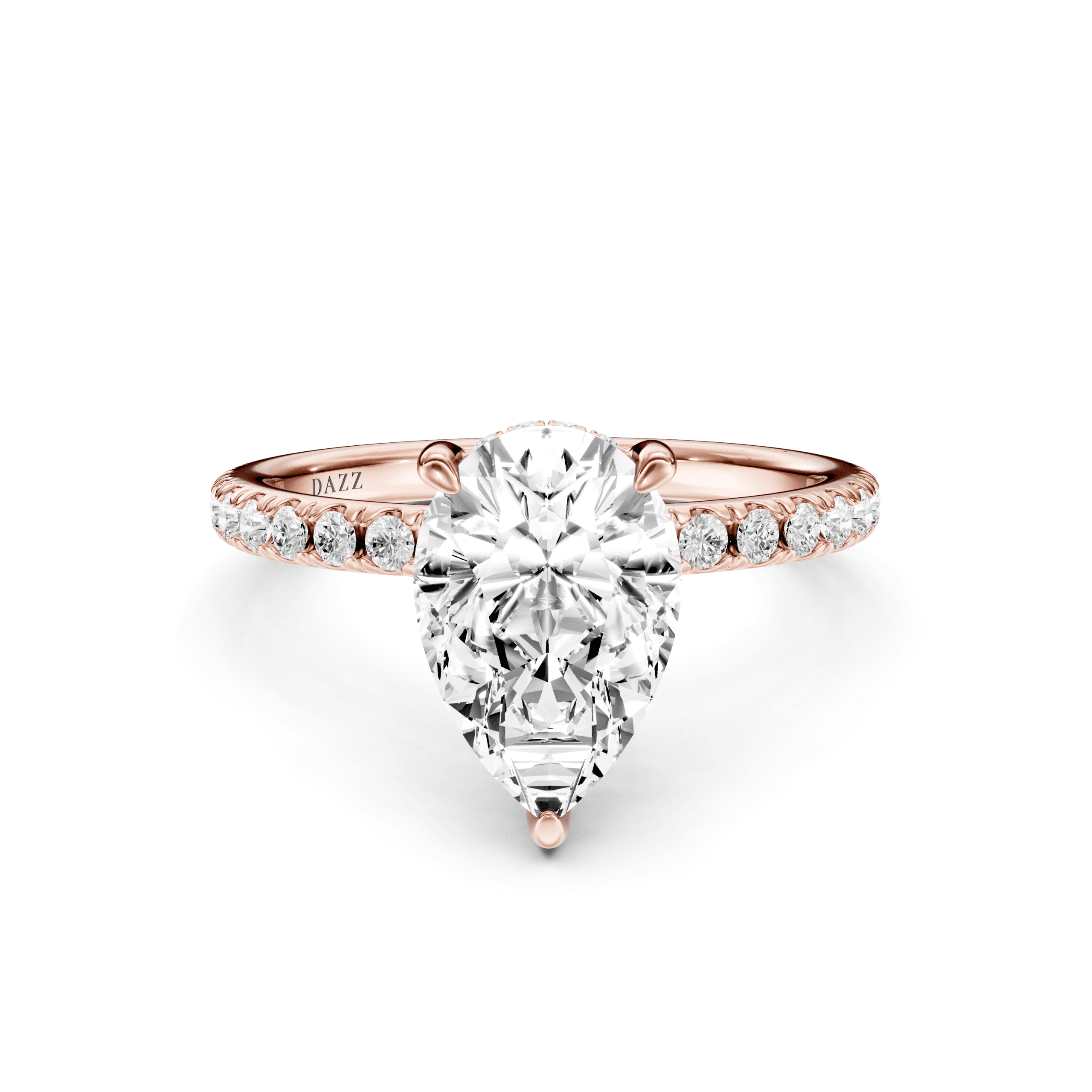 Pavé Ring Pear — Rose Gold