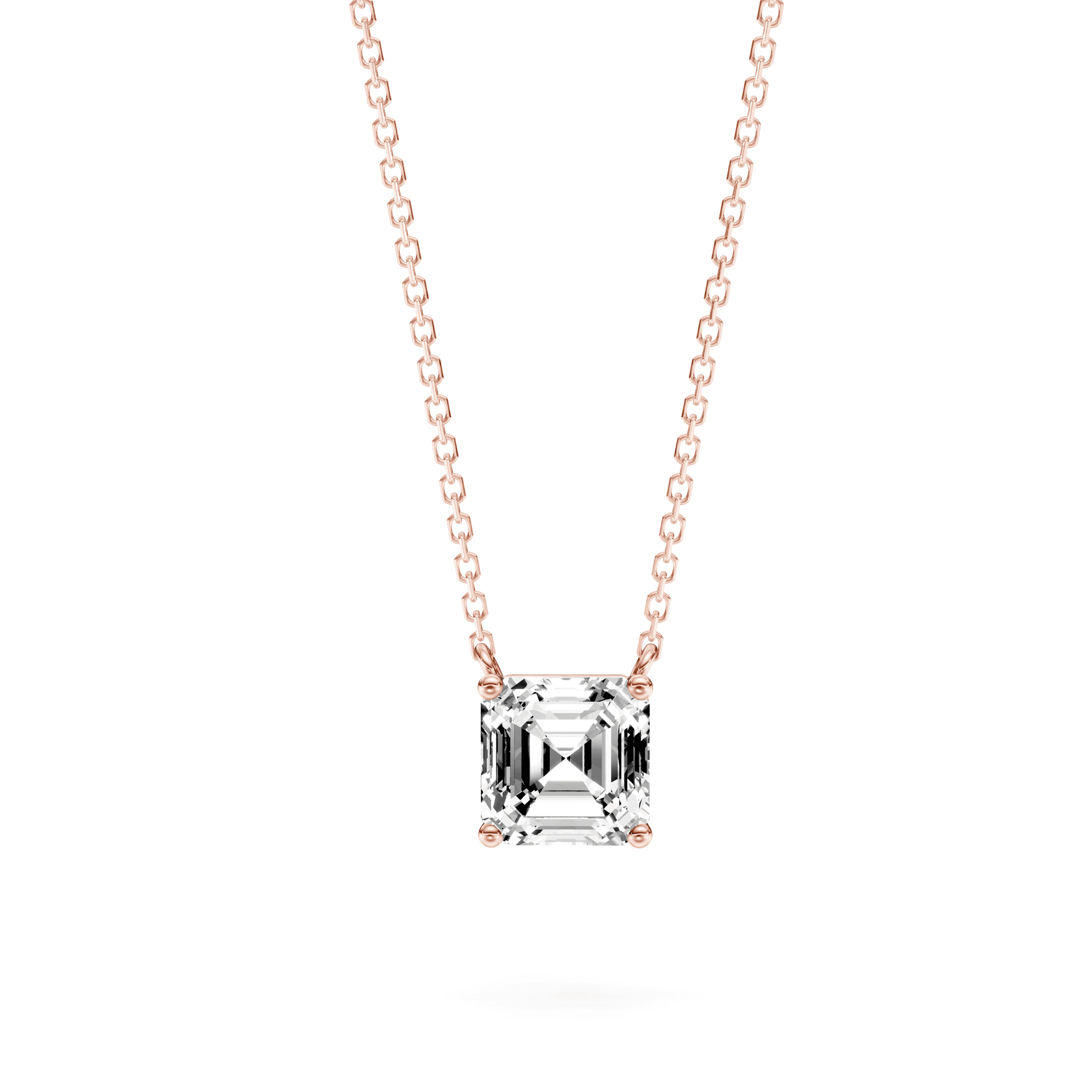 Solitaire Pendant Asscher — Rose Gold