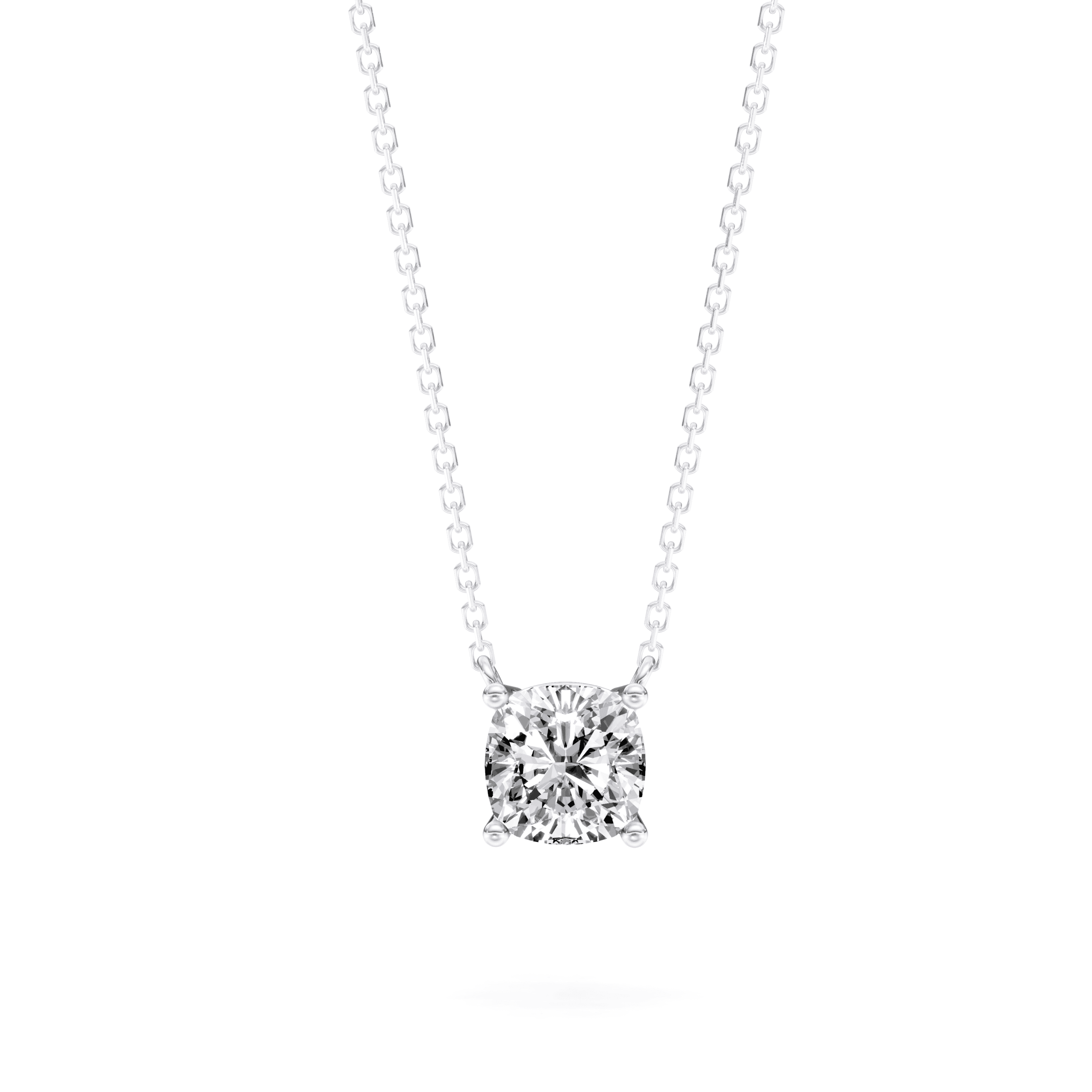 Solitaire Pendant Cushion — White Gold