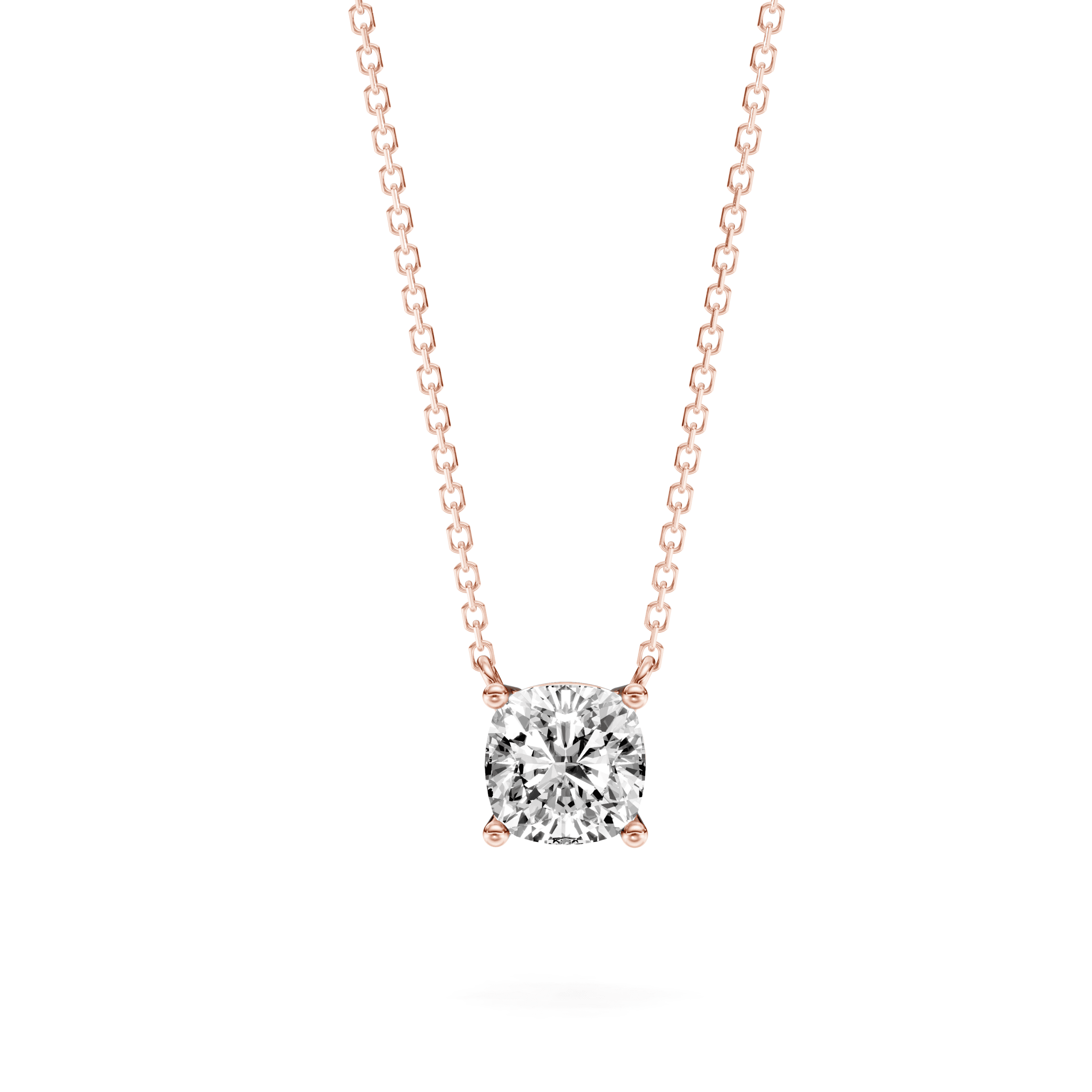 Solitaire Pendant Cushion — Rose Gold