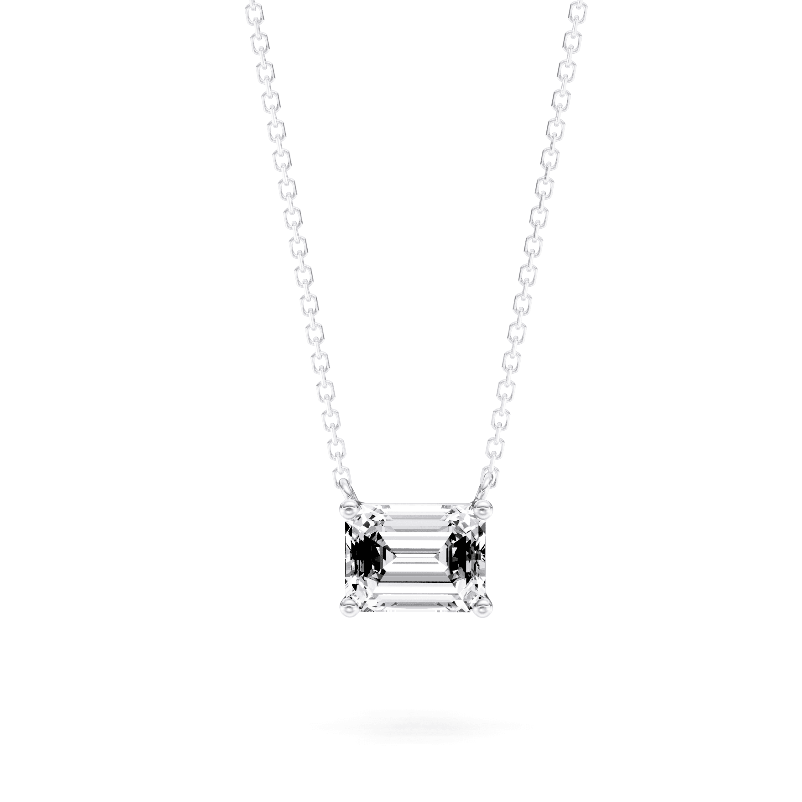 Solitaire Pendant Emerald — White Gold