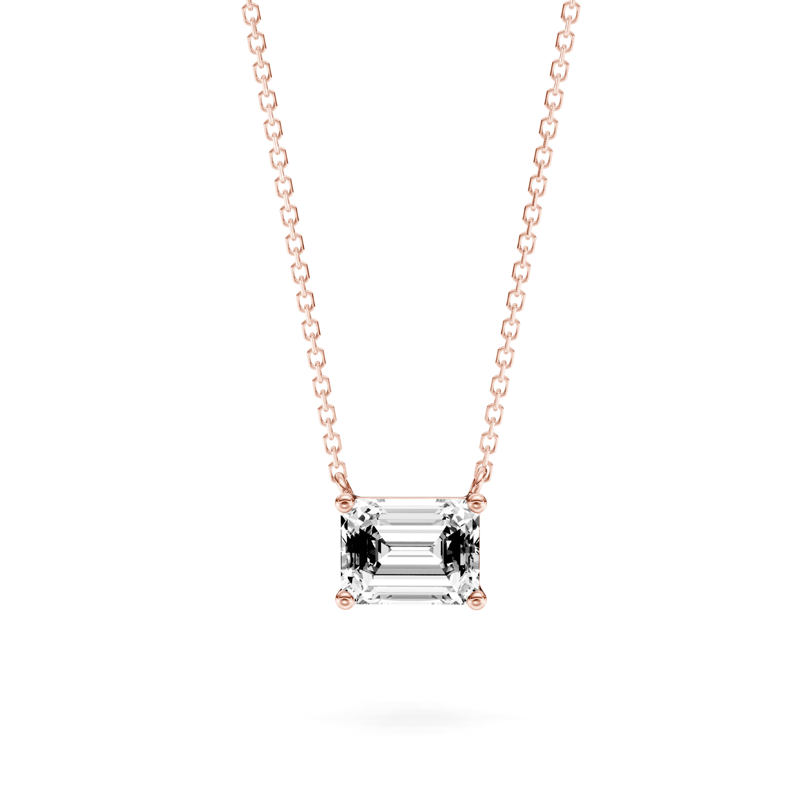 Solitaire Pendant Emerald — Rose Gold