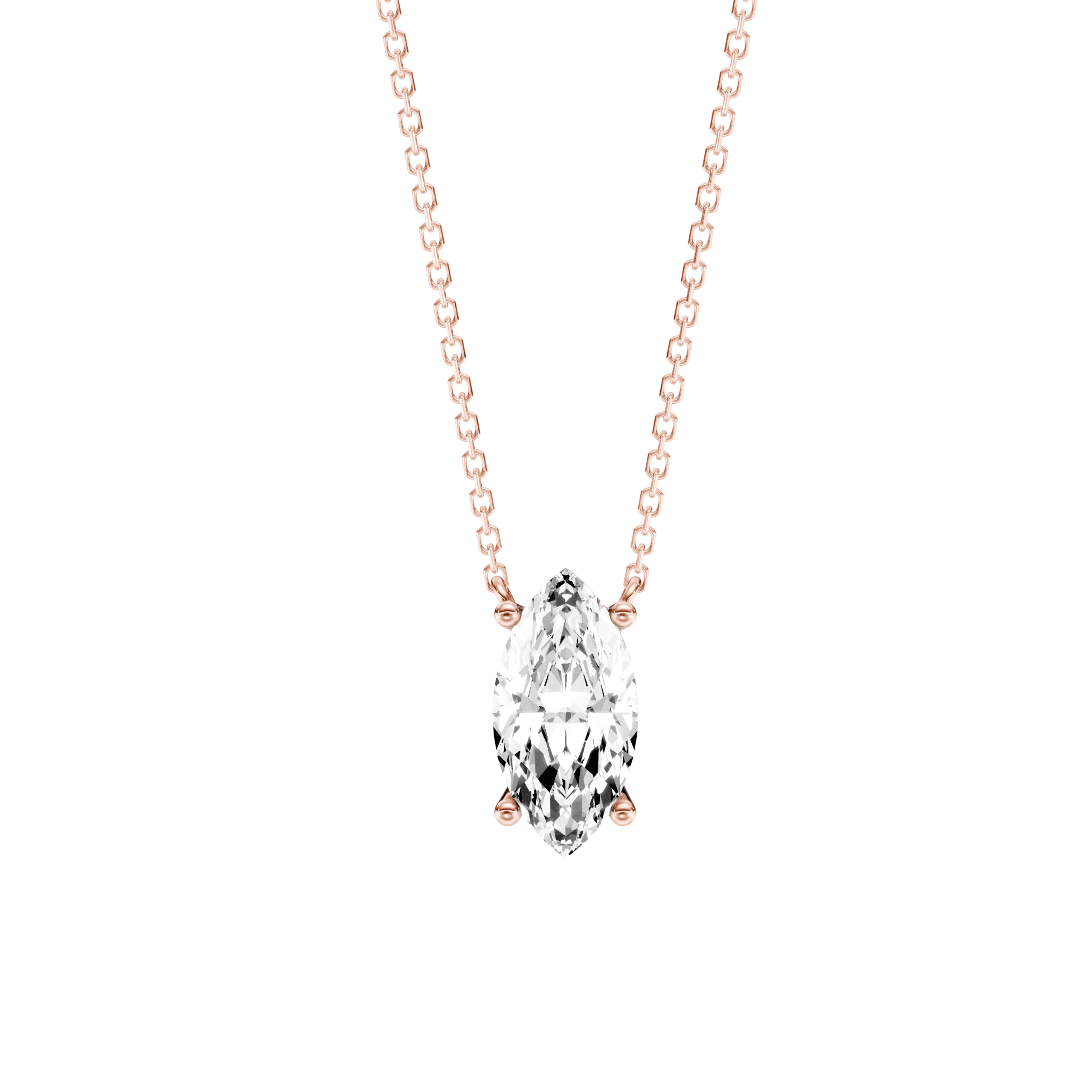 Solitaire Pendant Marquise — Rose Gold