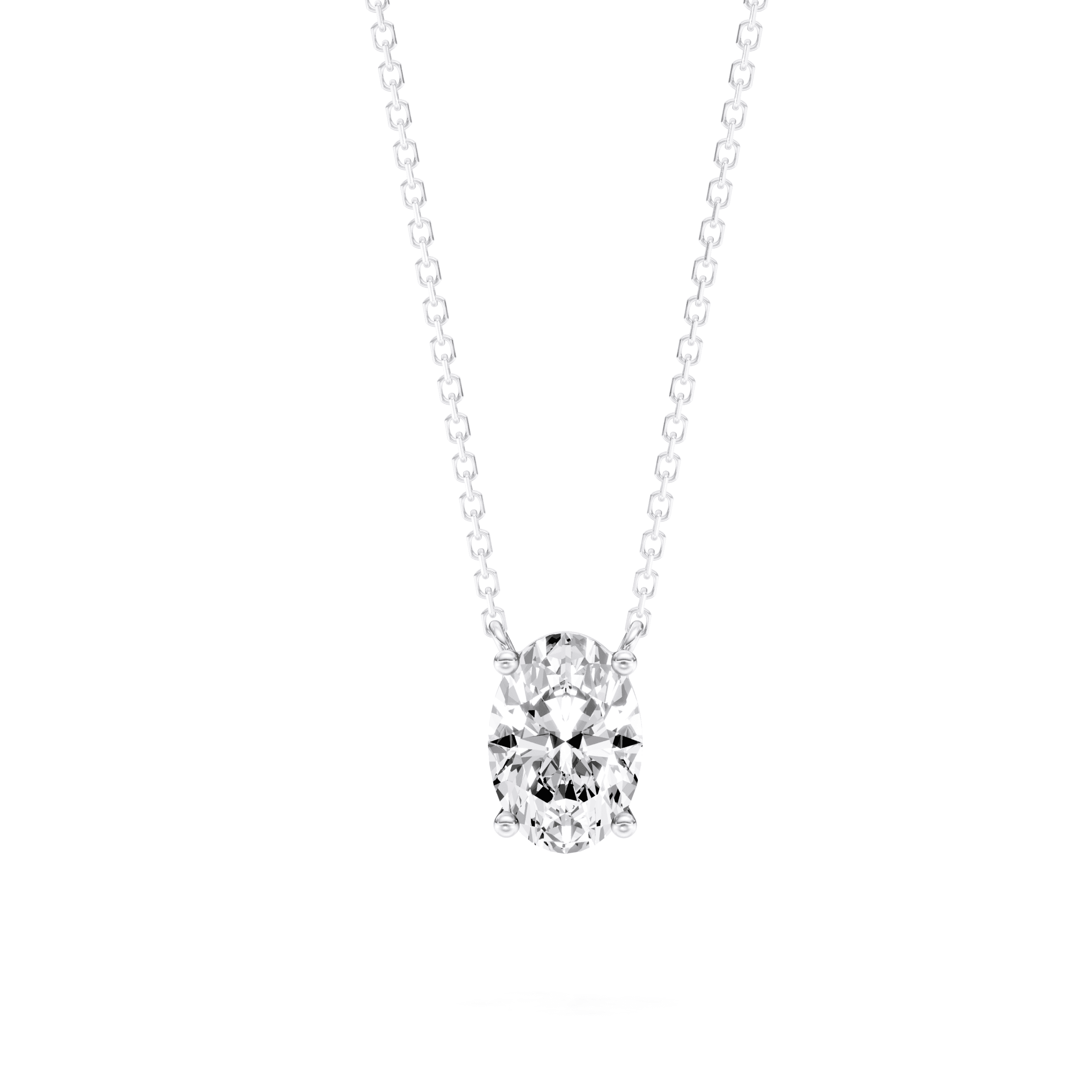 Solitaire Pendant Oval Stand — White Gold