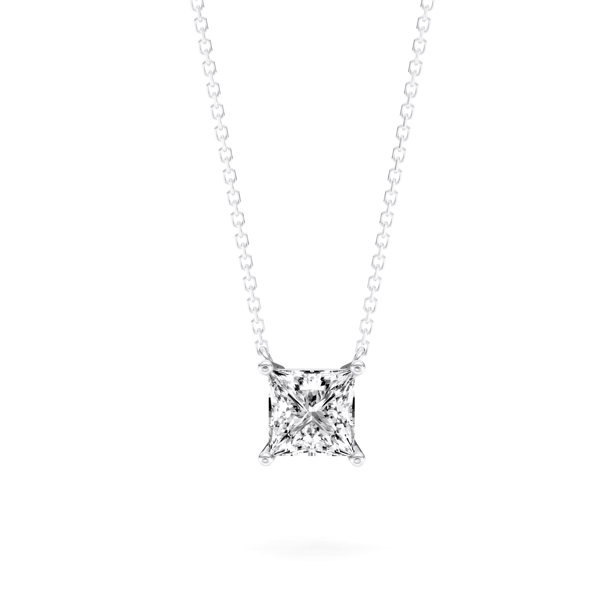 Solitaire Pendant Princess — White Gold
