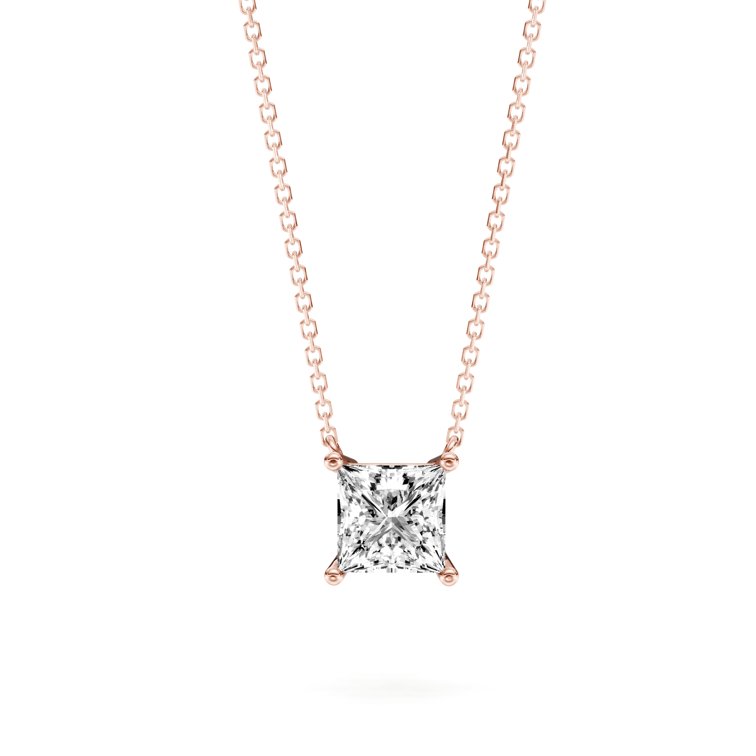 Solitaire Pendant Princess — Rose Gold