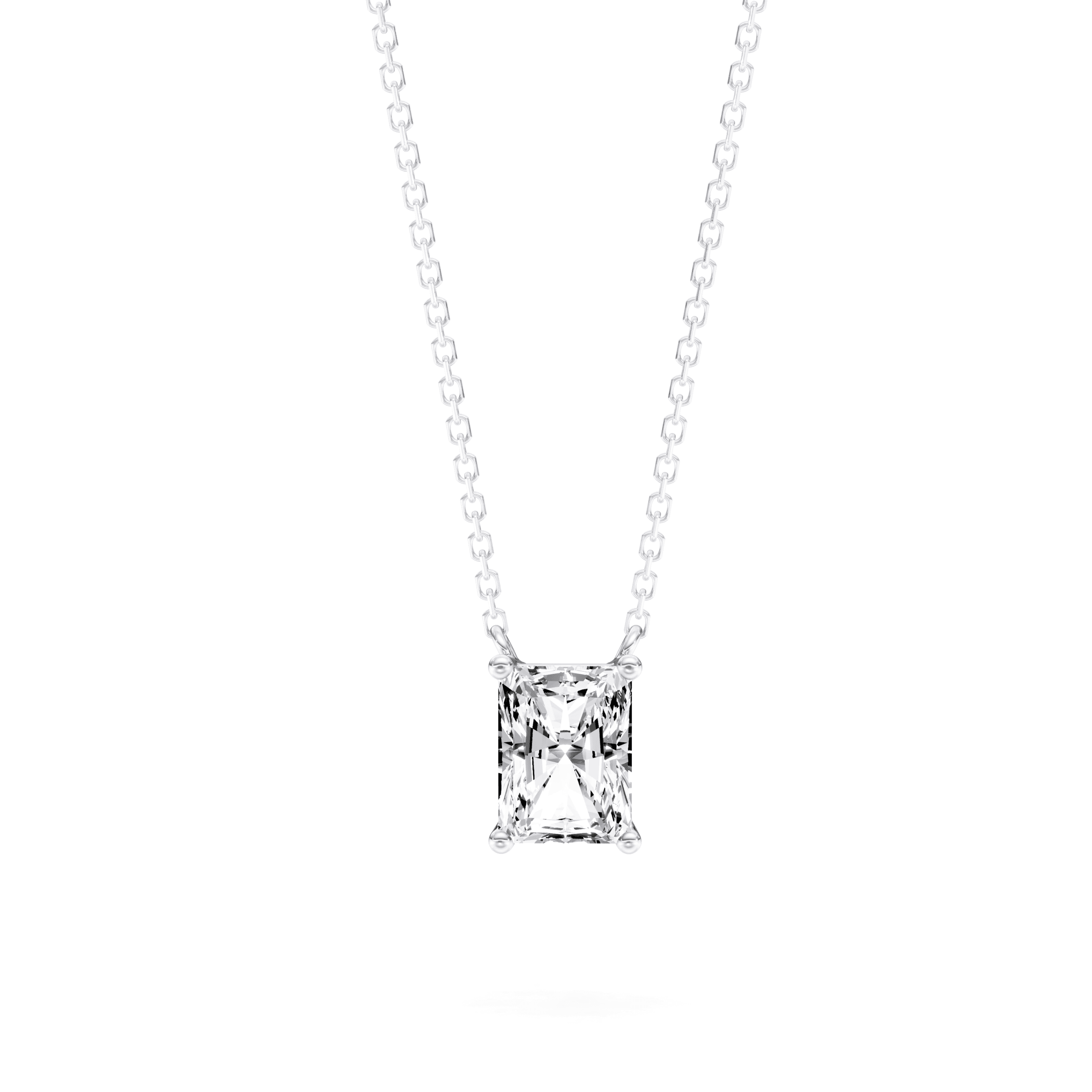 Solitaire Pendant Radiant — White Gold
