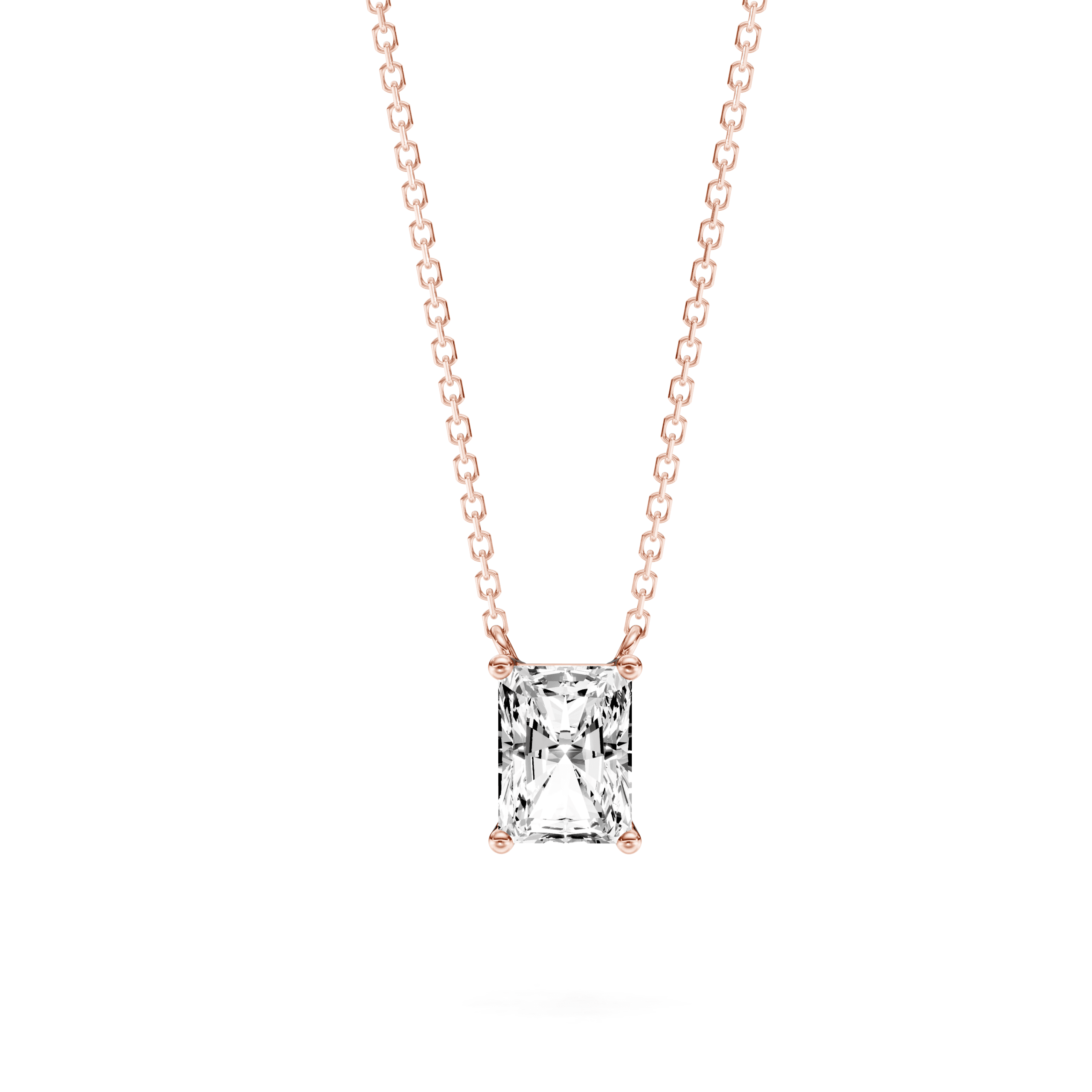 Solitaire Pendant Radiant — Rose Gold
