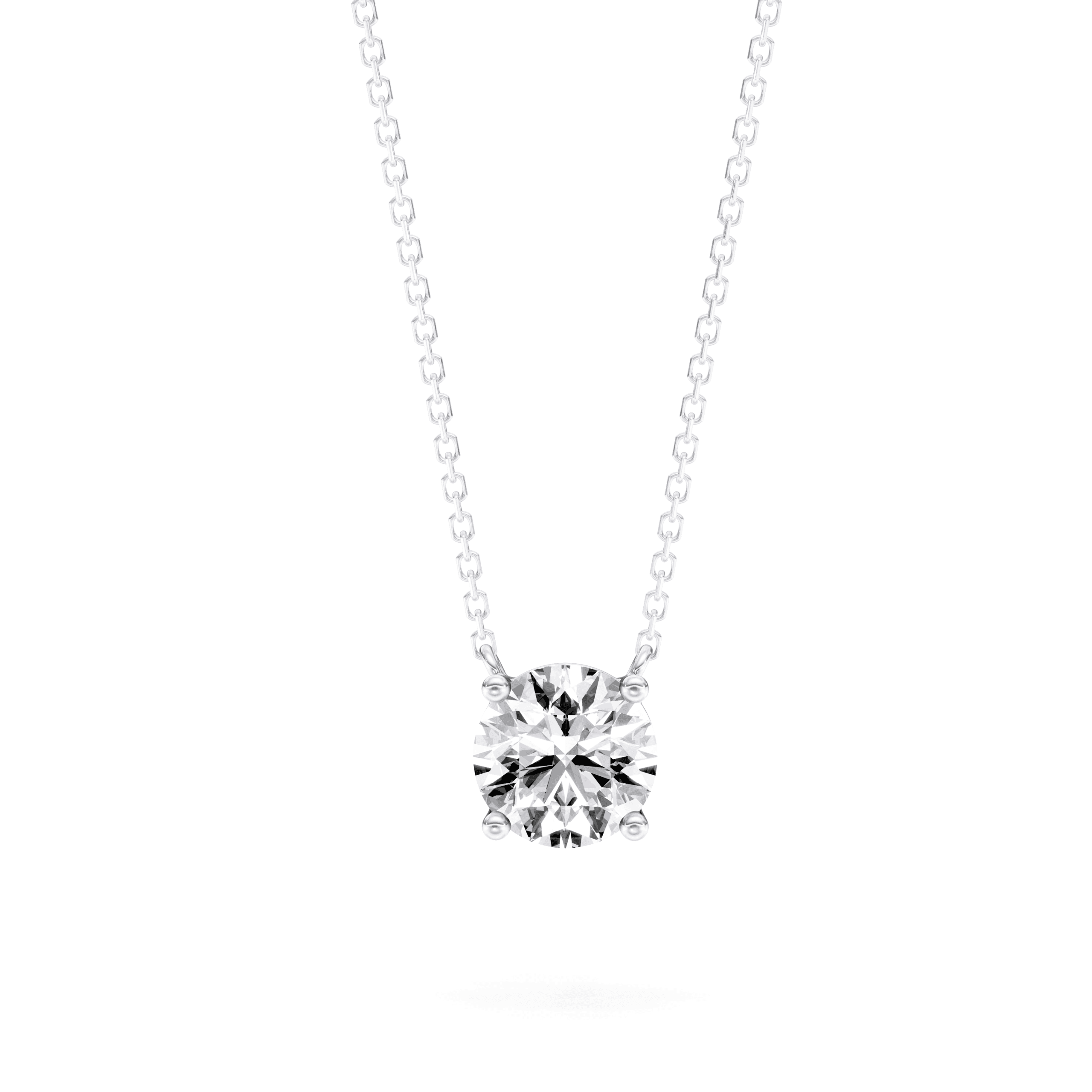 Solitaire Pendant Round — White Gold