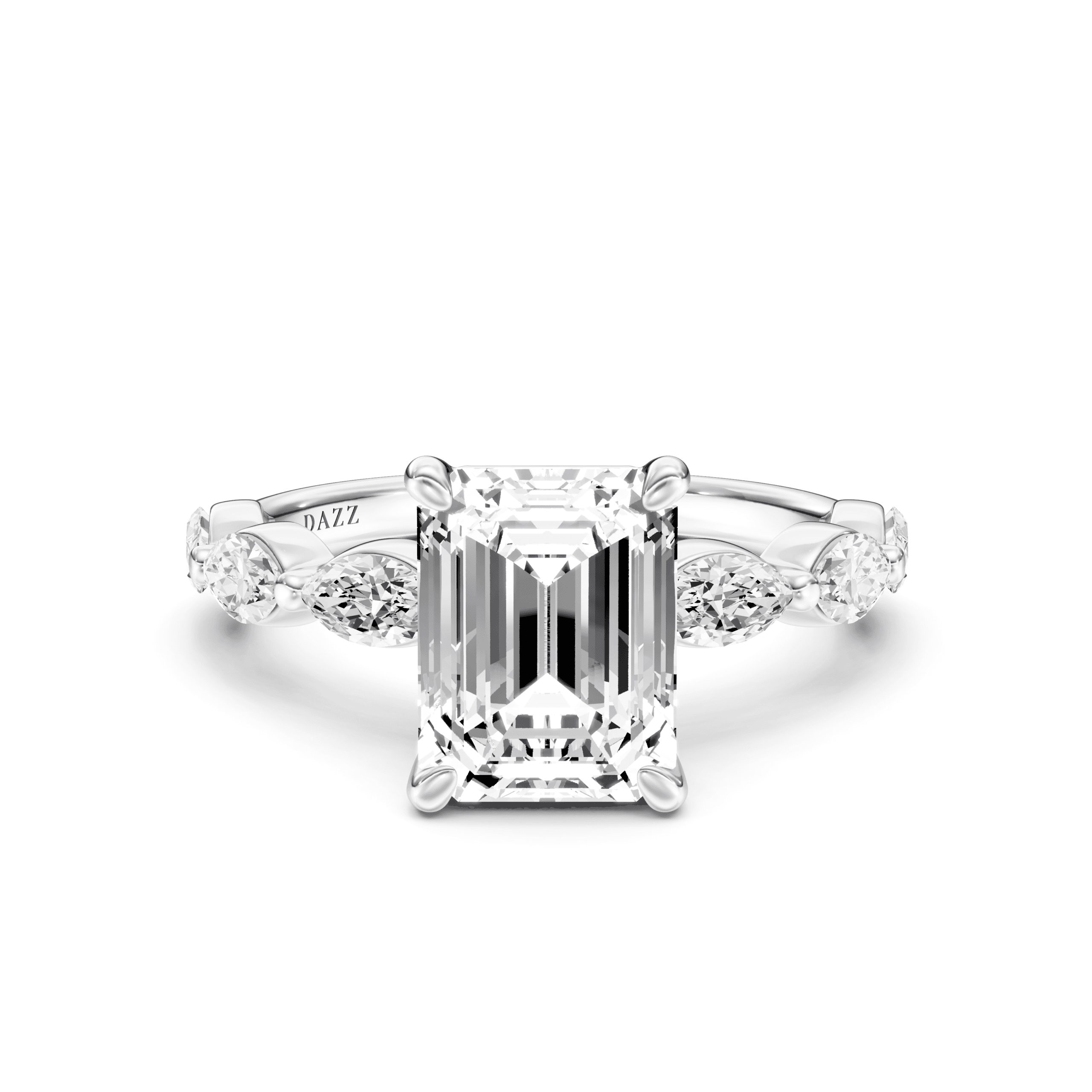 Solitaire Marquise Emerald — White Gold