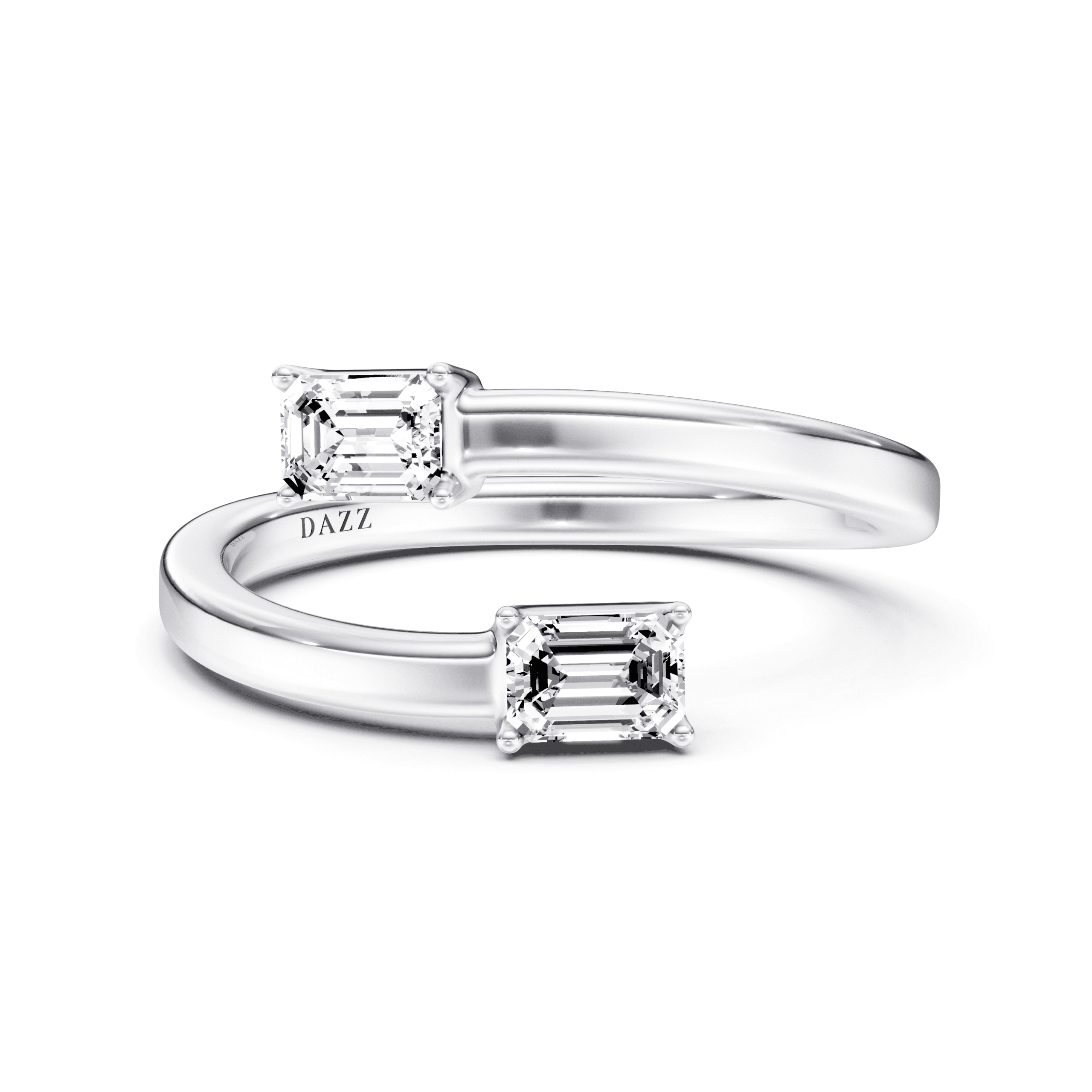 Split Ring Emerald — White Gold
