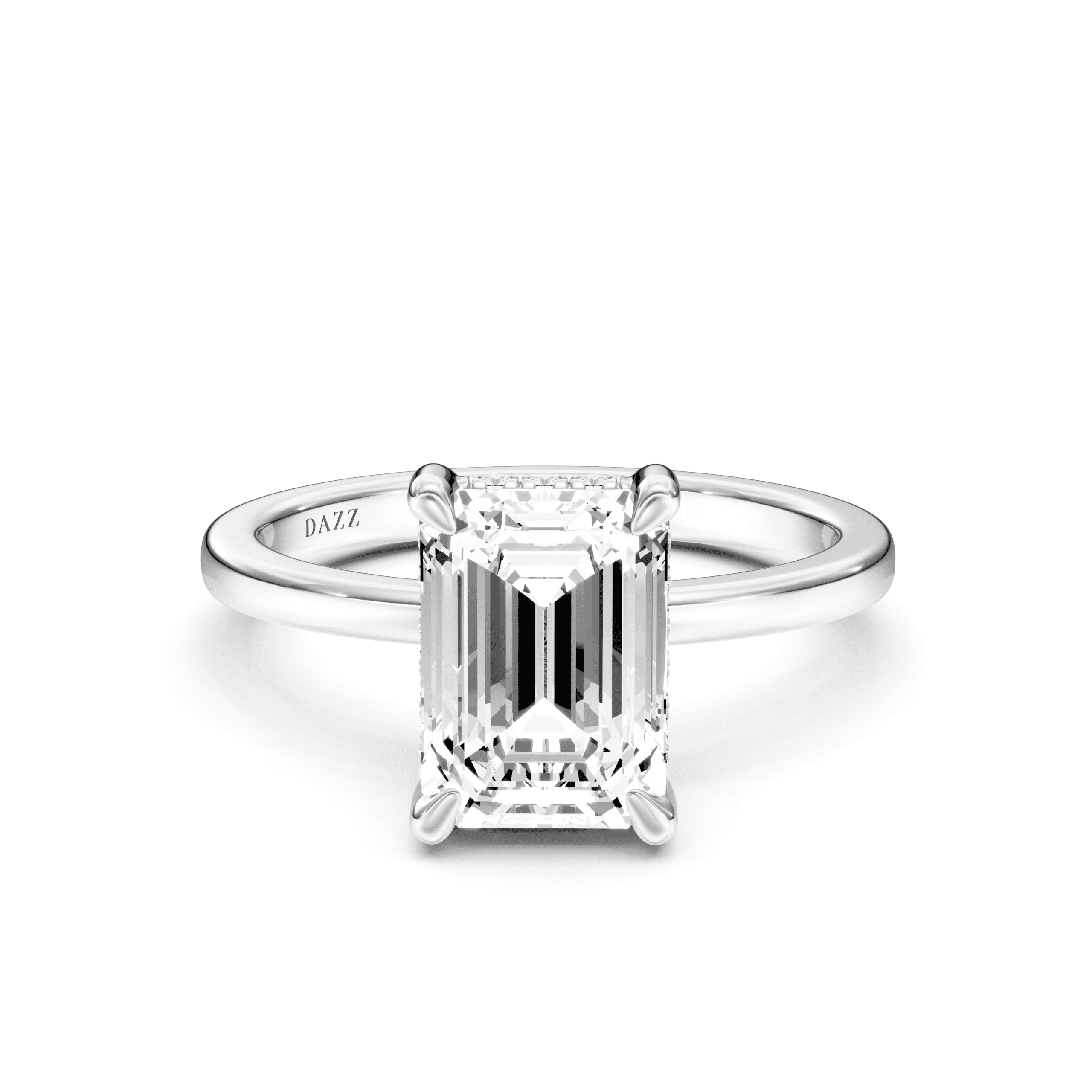 Hidden Halo Ring Emerald — White Gold