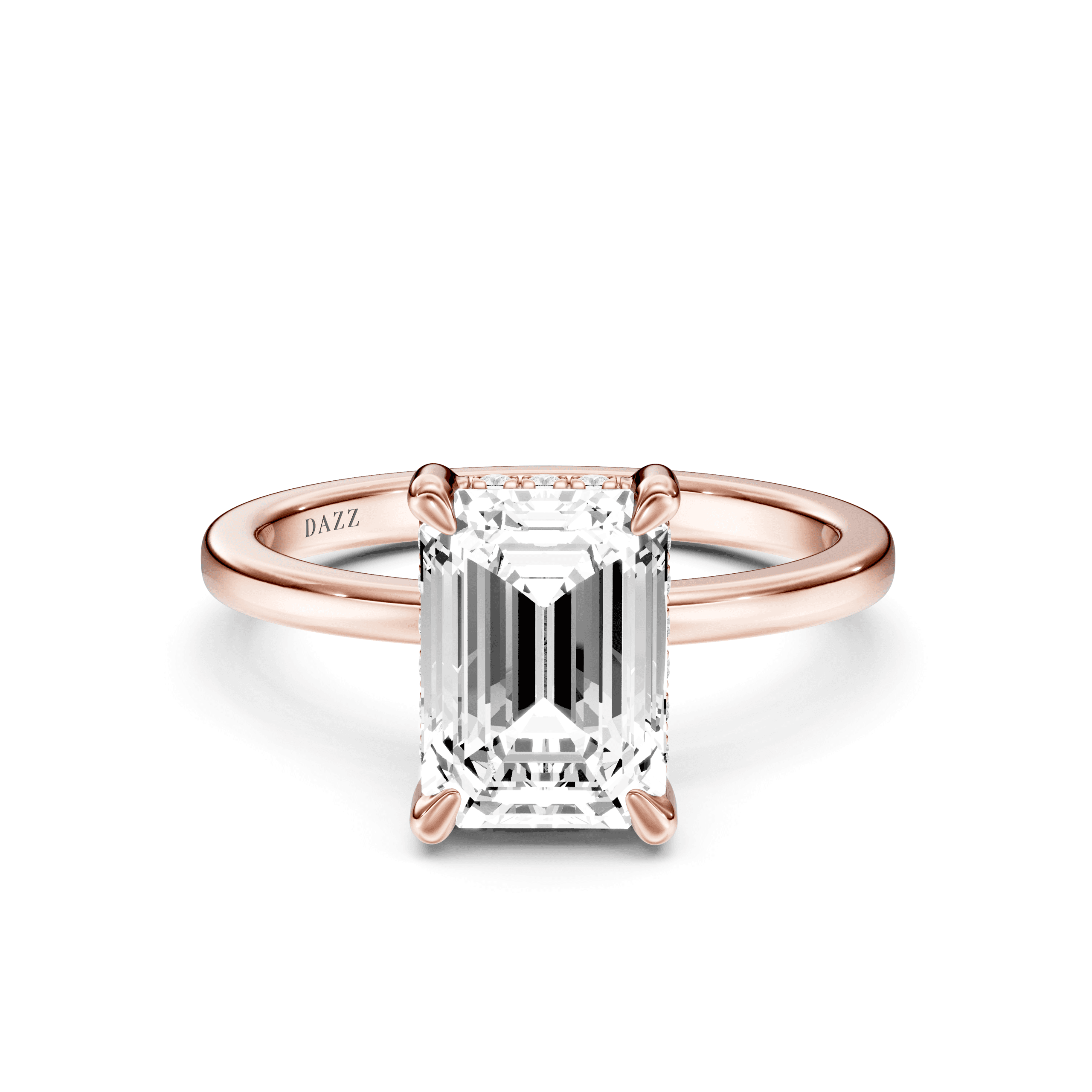 Hidden Halo Ring Emerald — Rose Gold