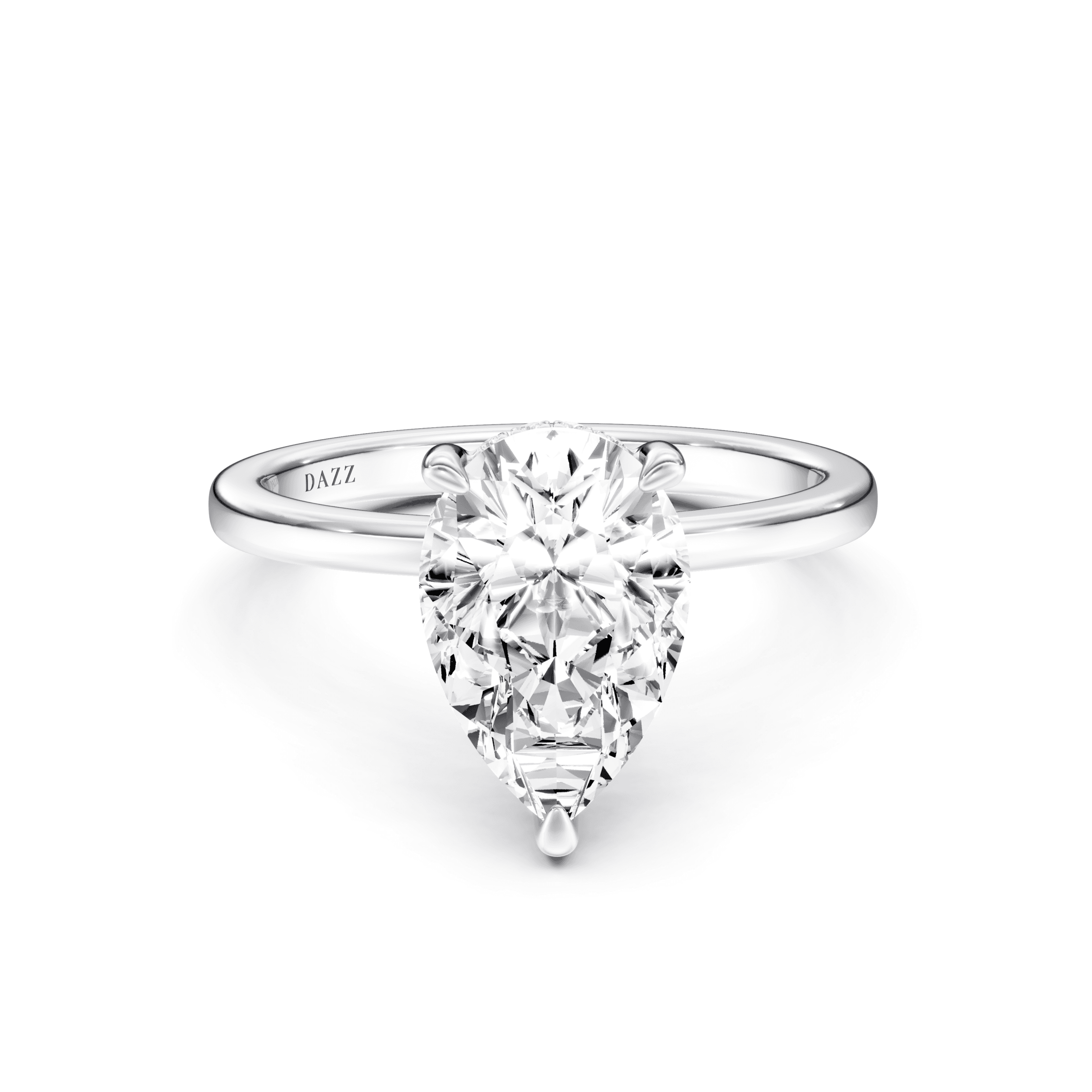 Hidden Halo Pear — White Gold